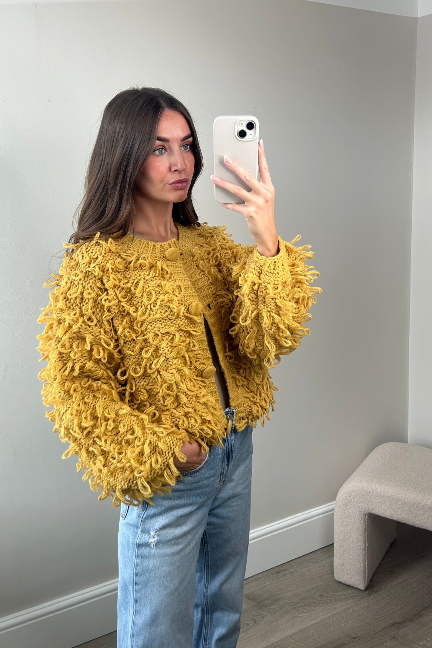 ‘PRIYA' LOOP CARDIGAN - MUSTARD