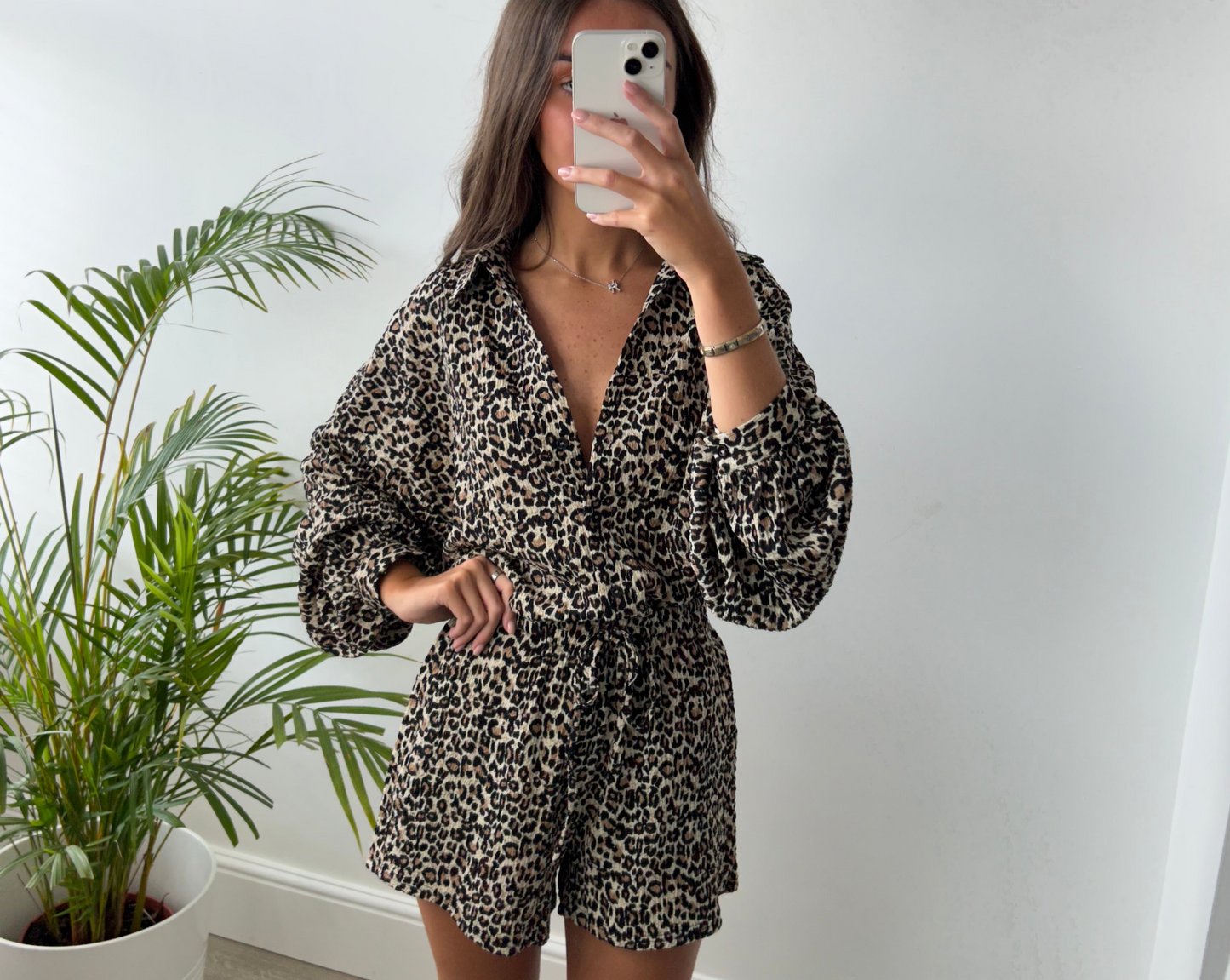 Leopard Print Shirt & Short Set