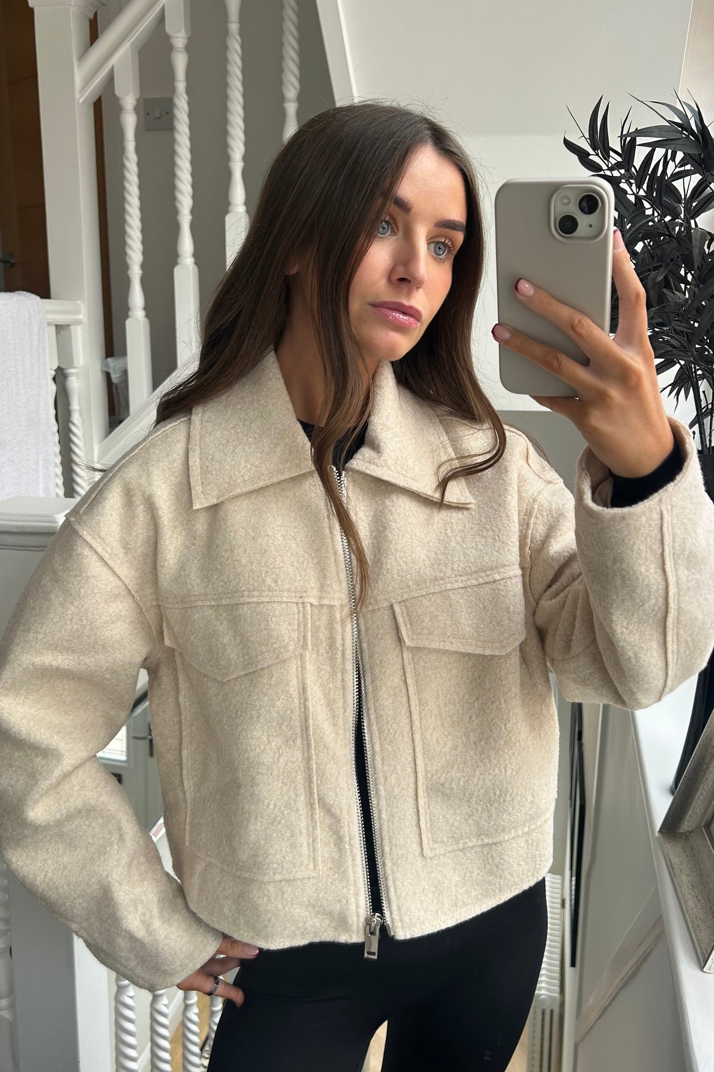 CROPPED ZIP JACKET - CREAM