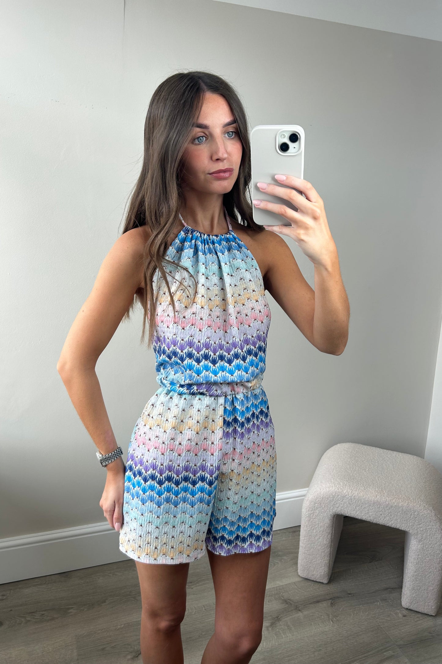 HALTER PLAYSUIT - BLUE
