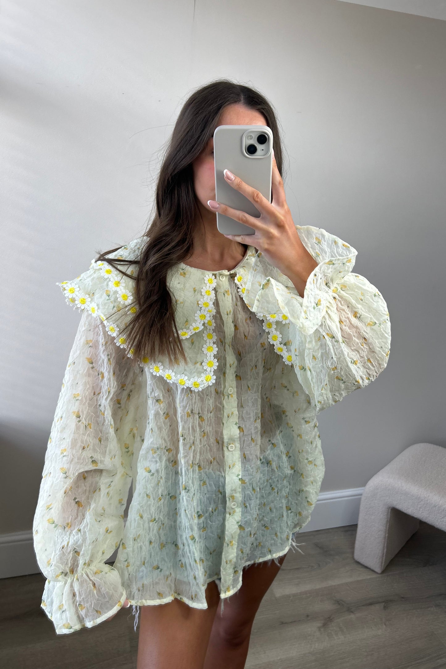 DOUBLE COLLAR BLOUSE - LEMON
