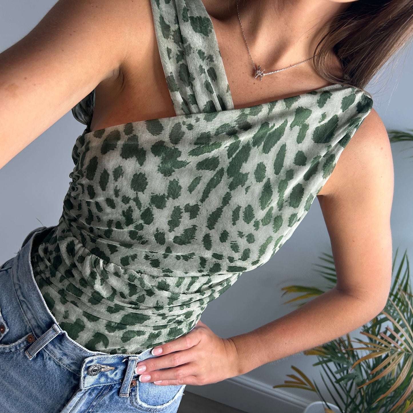 Green leopard bodysuit