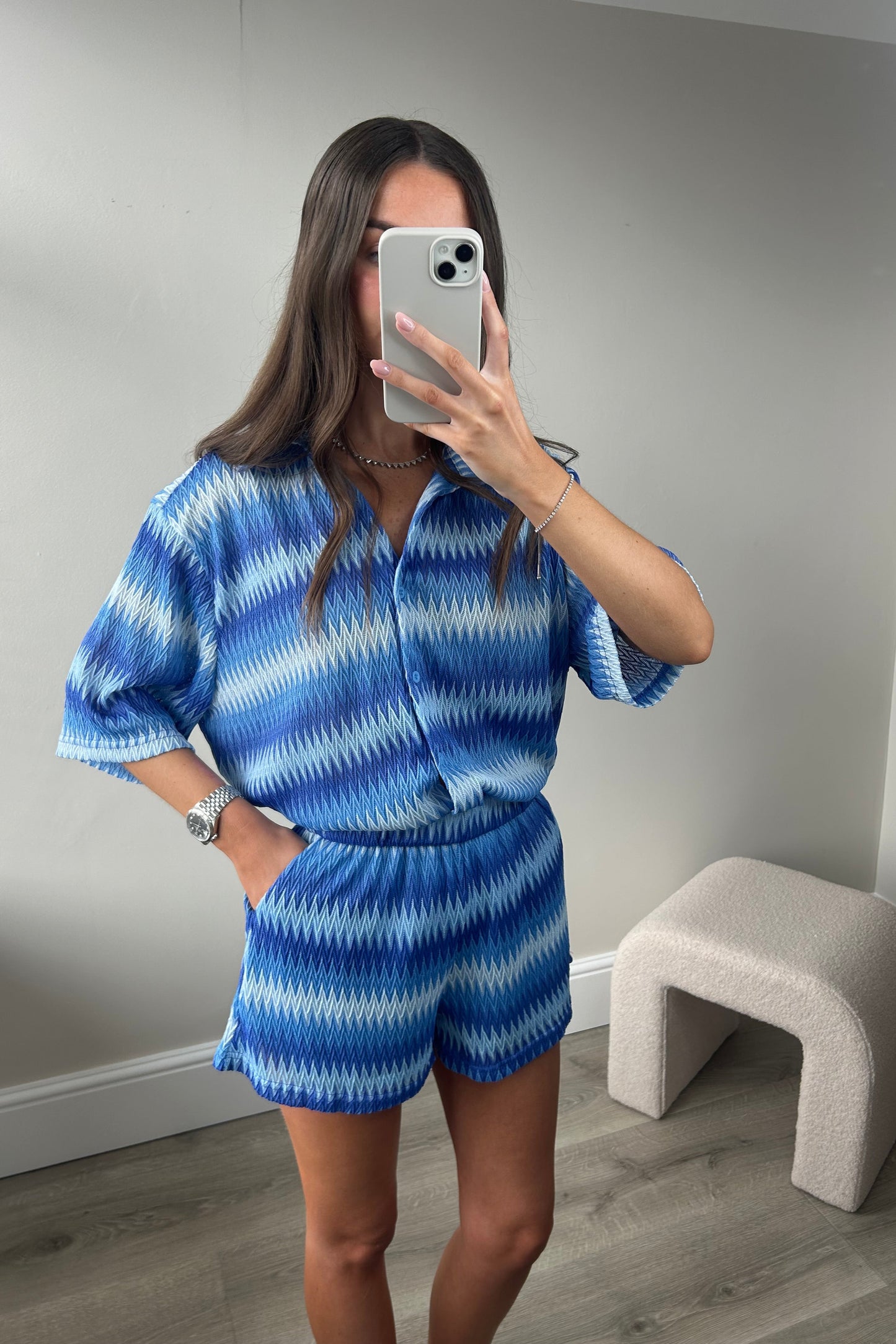 ‘MISSI’ SHIRT AND SHORT SET - BLUE