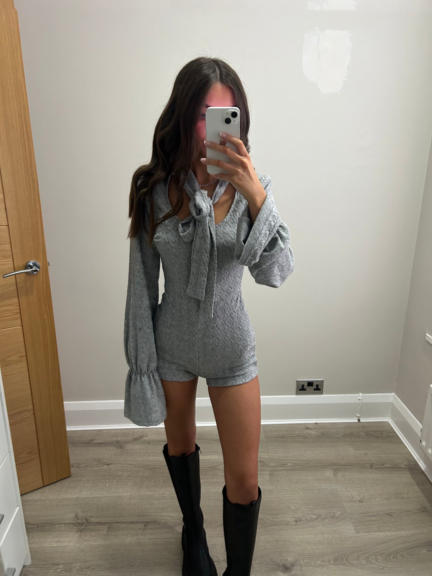 Grey tie playsuit