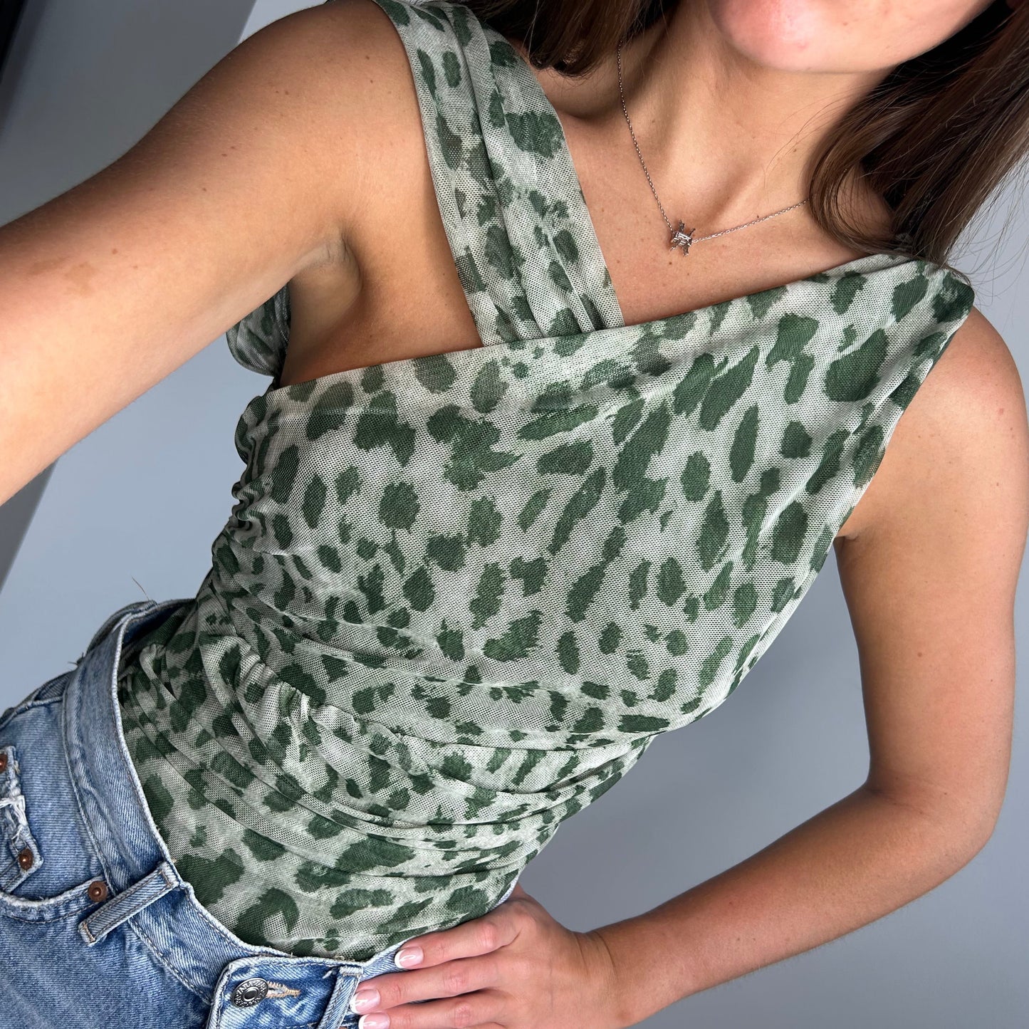 Green leopard bodysuit