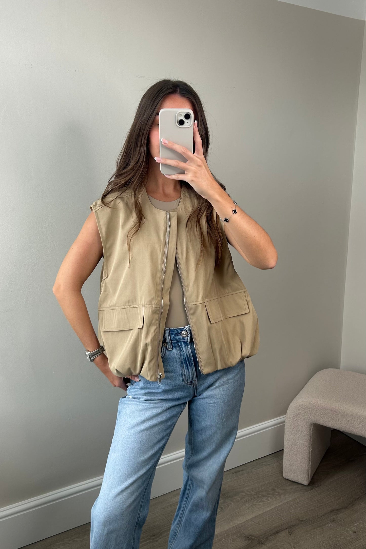'DOLLY' UTILITY GILET - BEIGE