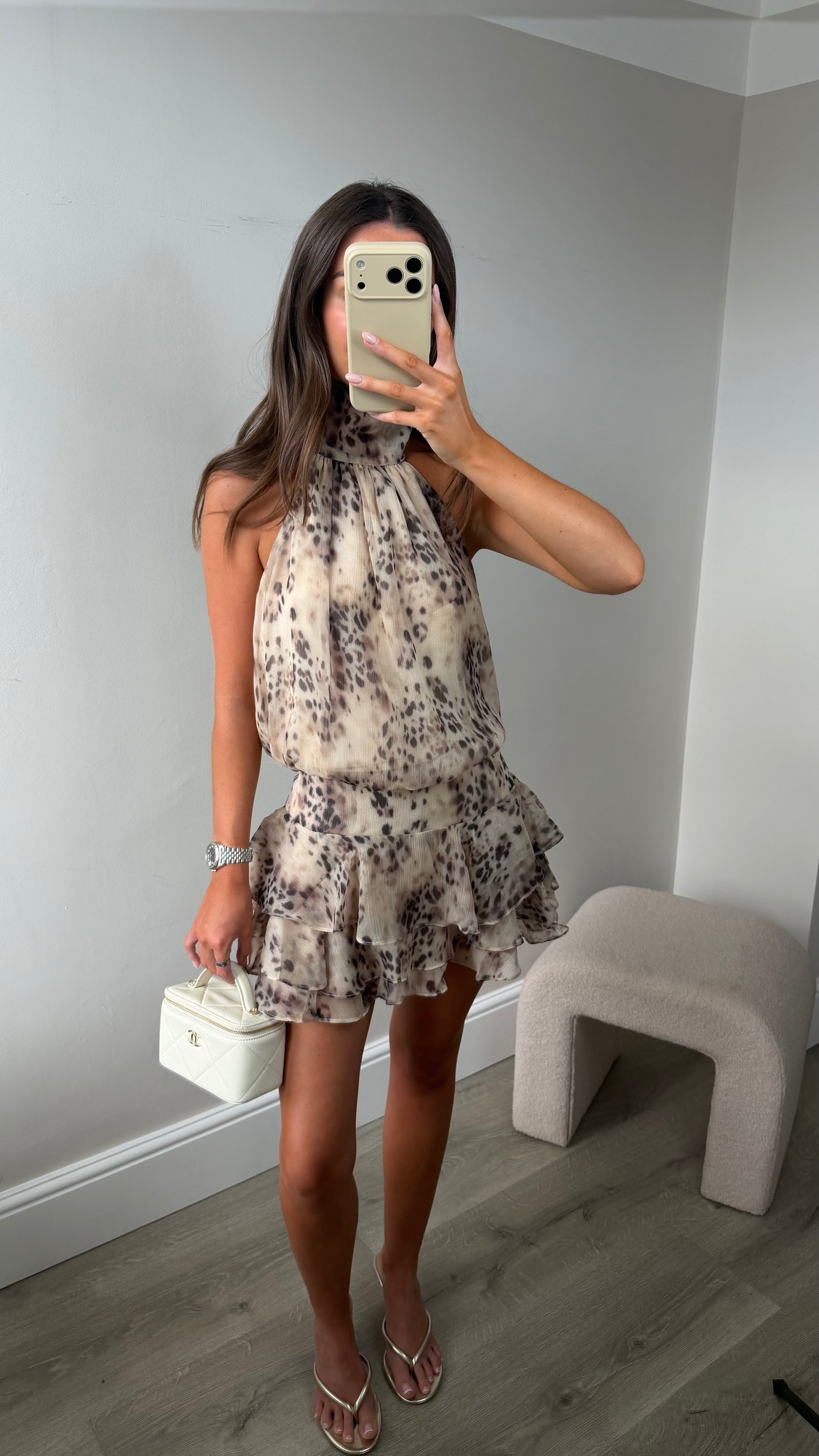 HALTER NECK RUFFLE PLAYSUIT