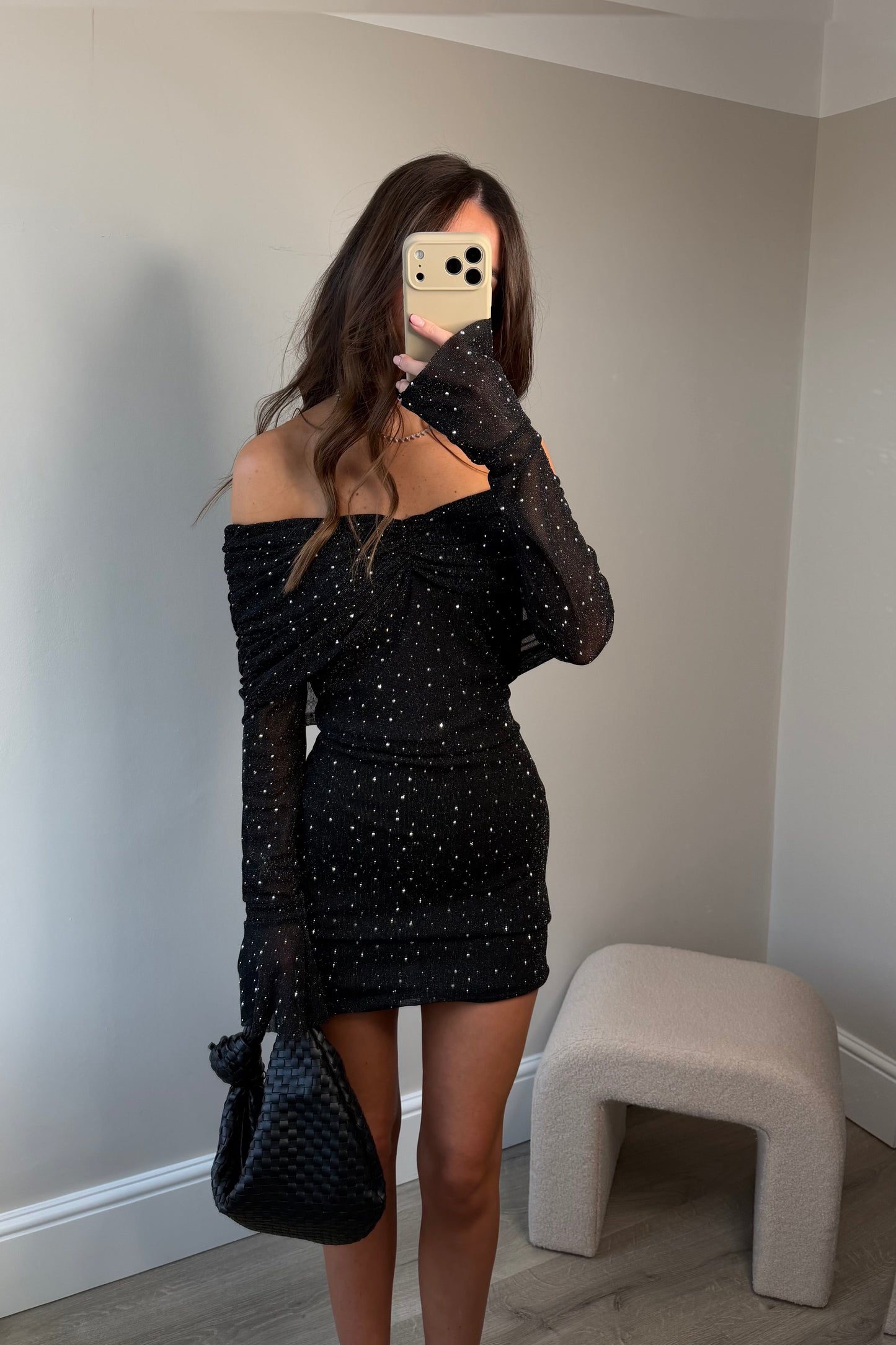 SEQUIN MINI DRESS - BLACK