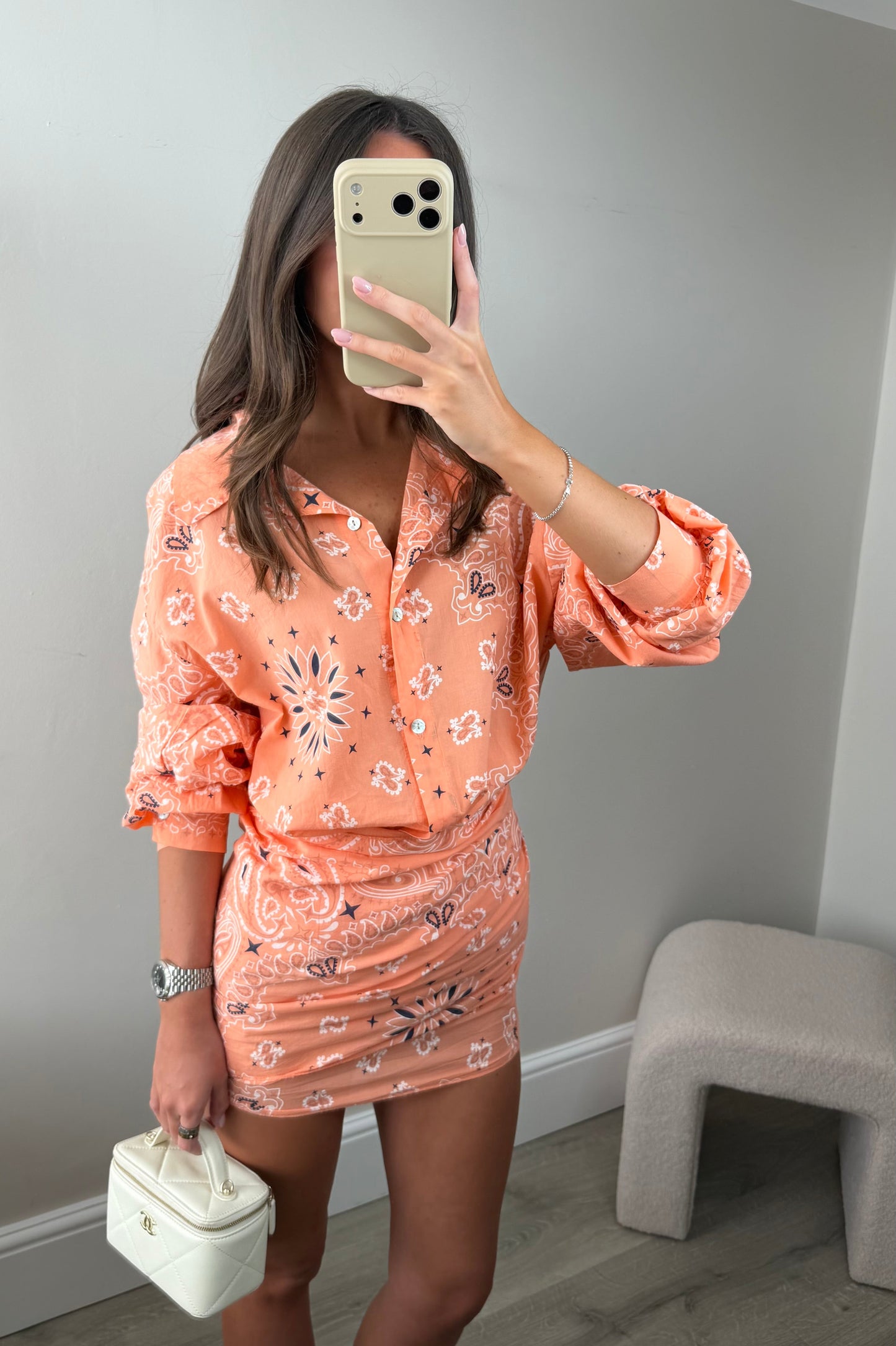 BANDANA SHIRT & SKIRT - CORAL