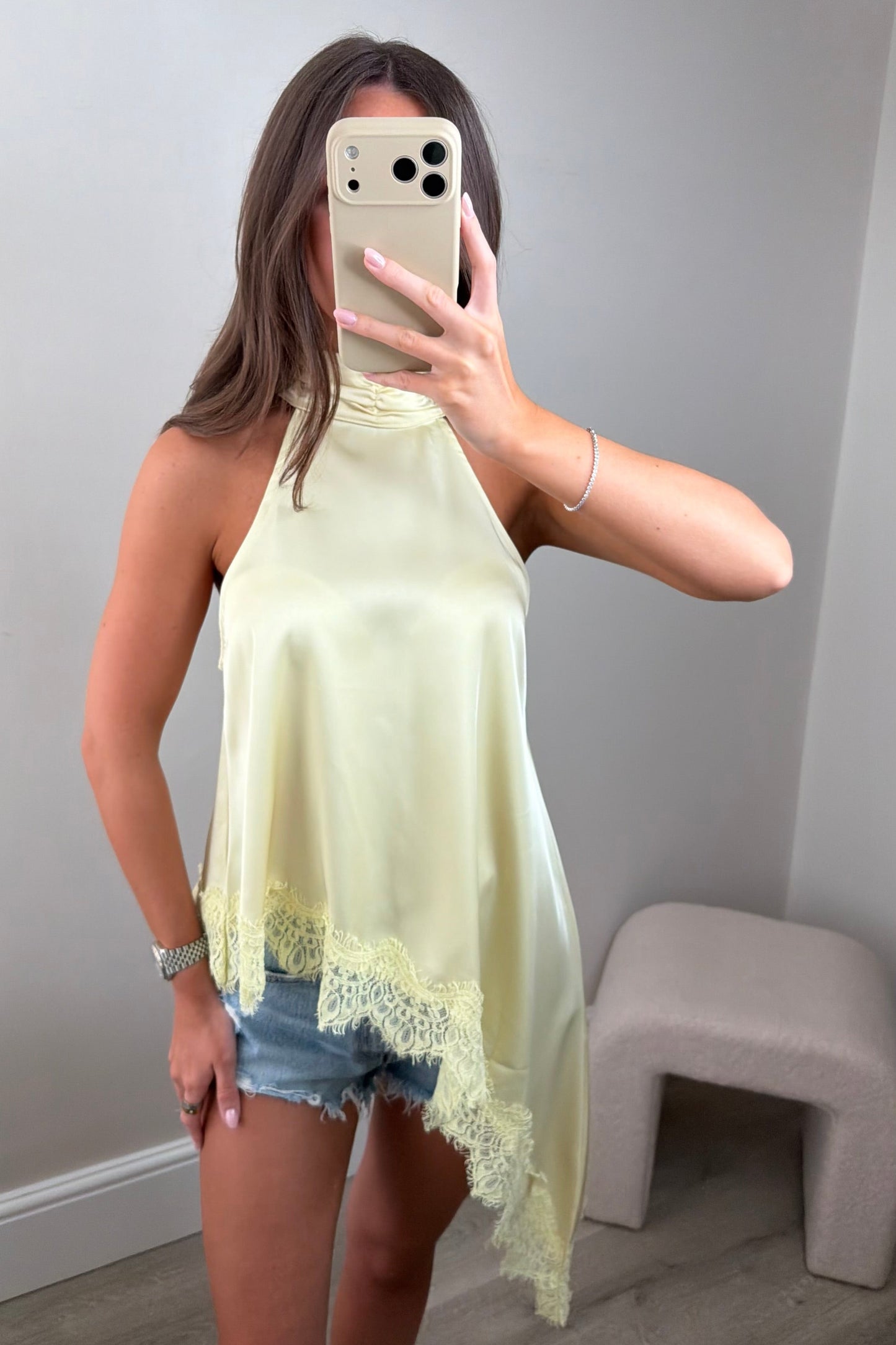 YELLOW LACE TOP