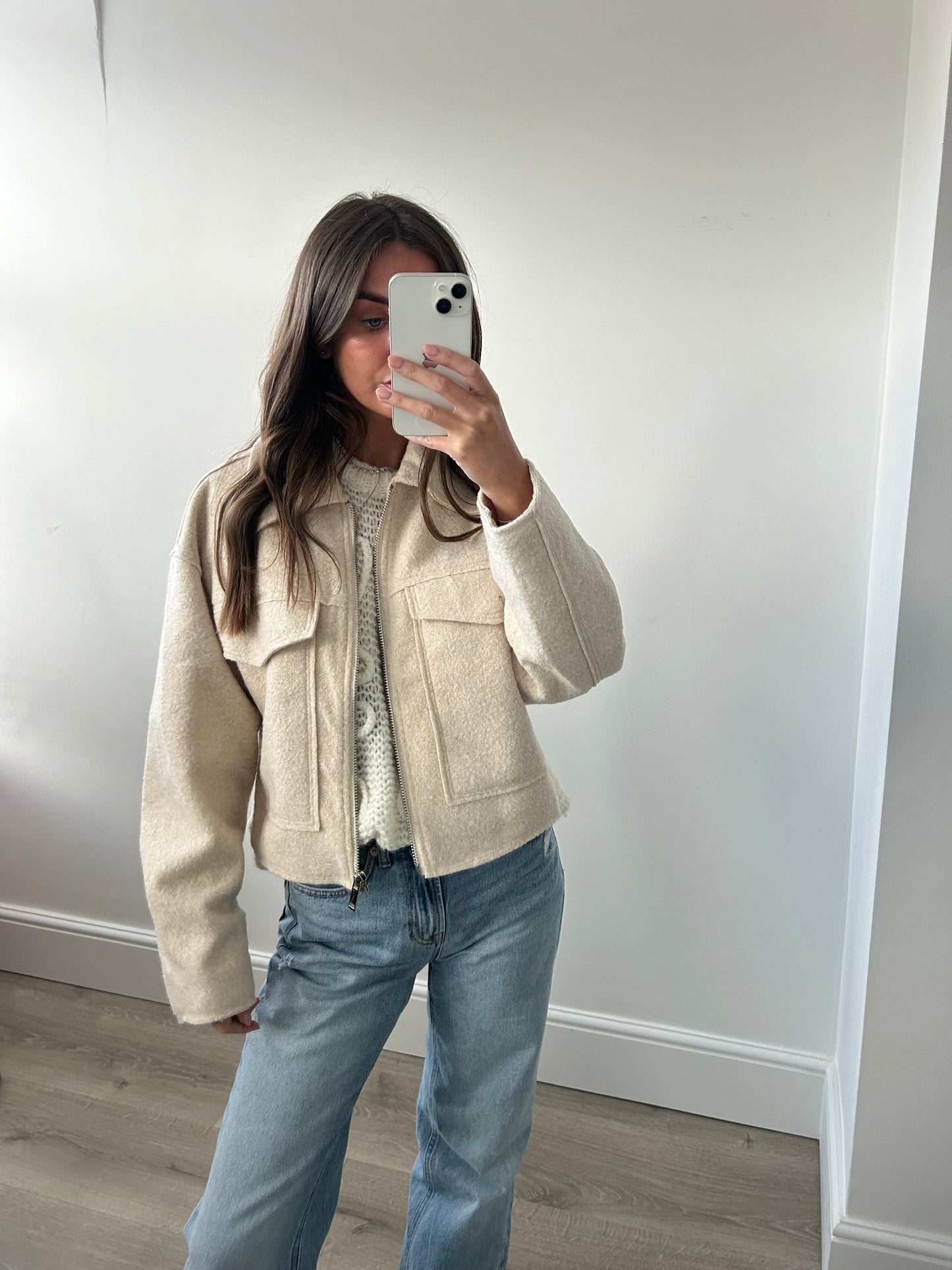 Cream cropped jacket
