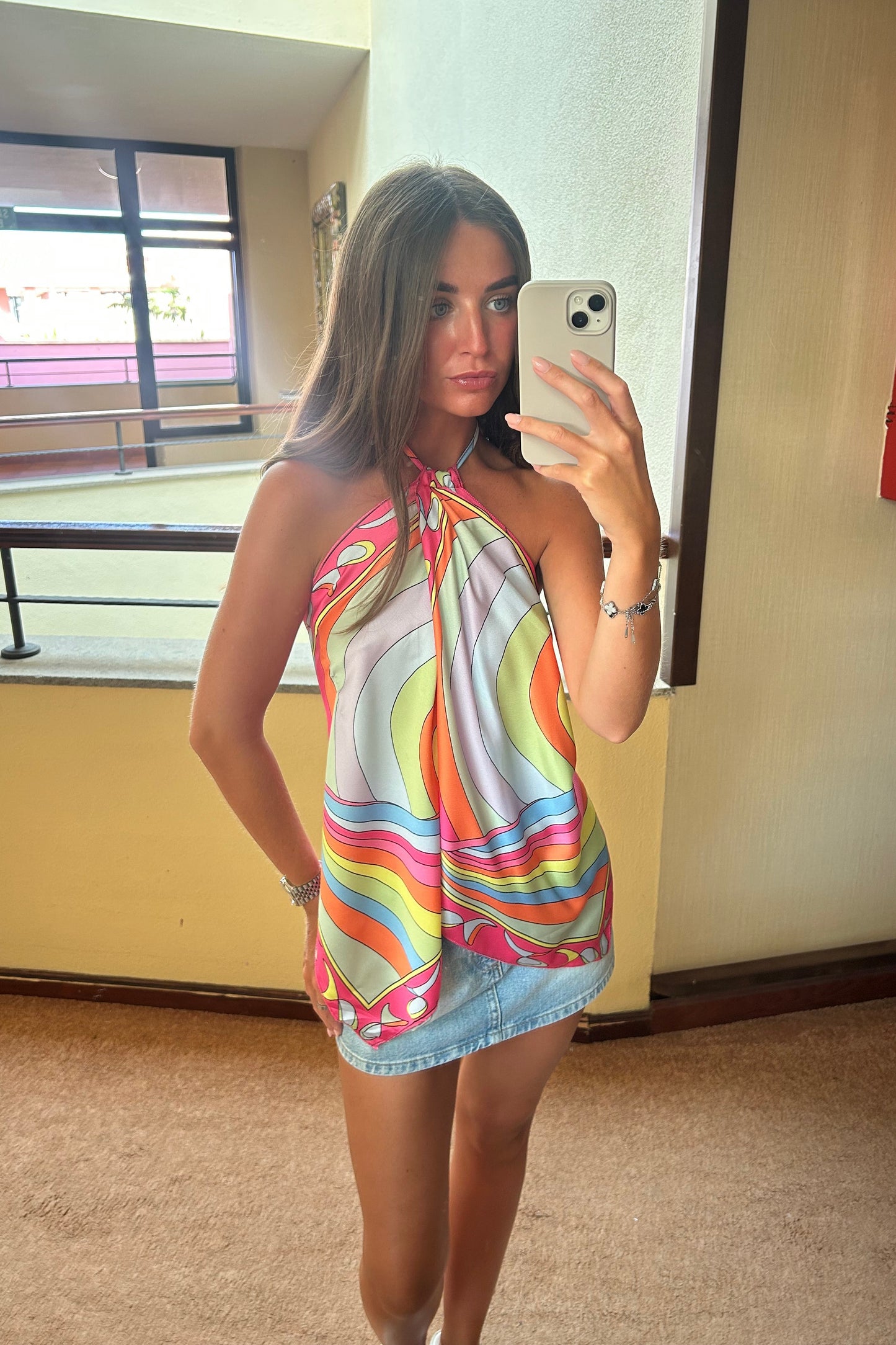 ‘MILA’ BACKLESS PATTERN TOP - PINK