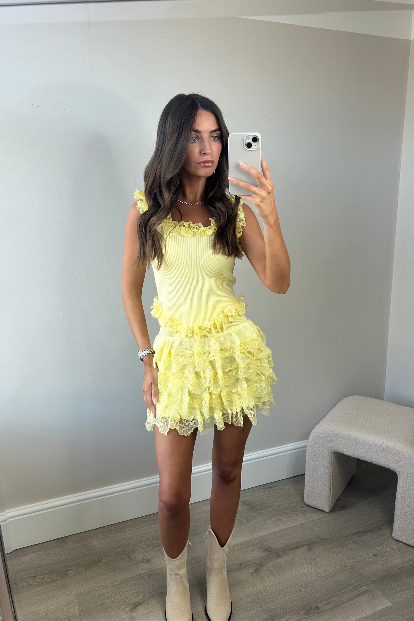 FRILL LACE TWO PIECE - YELLOW