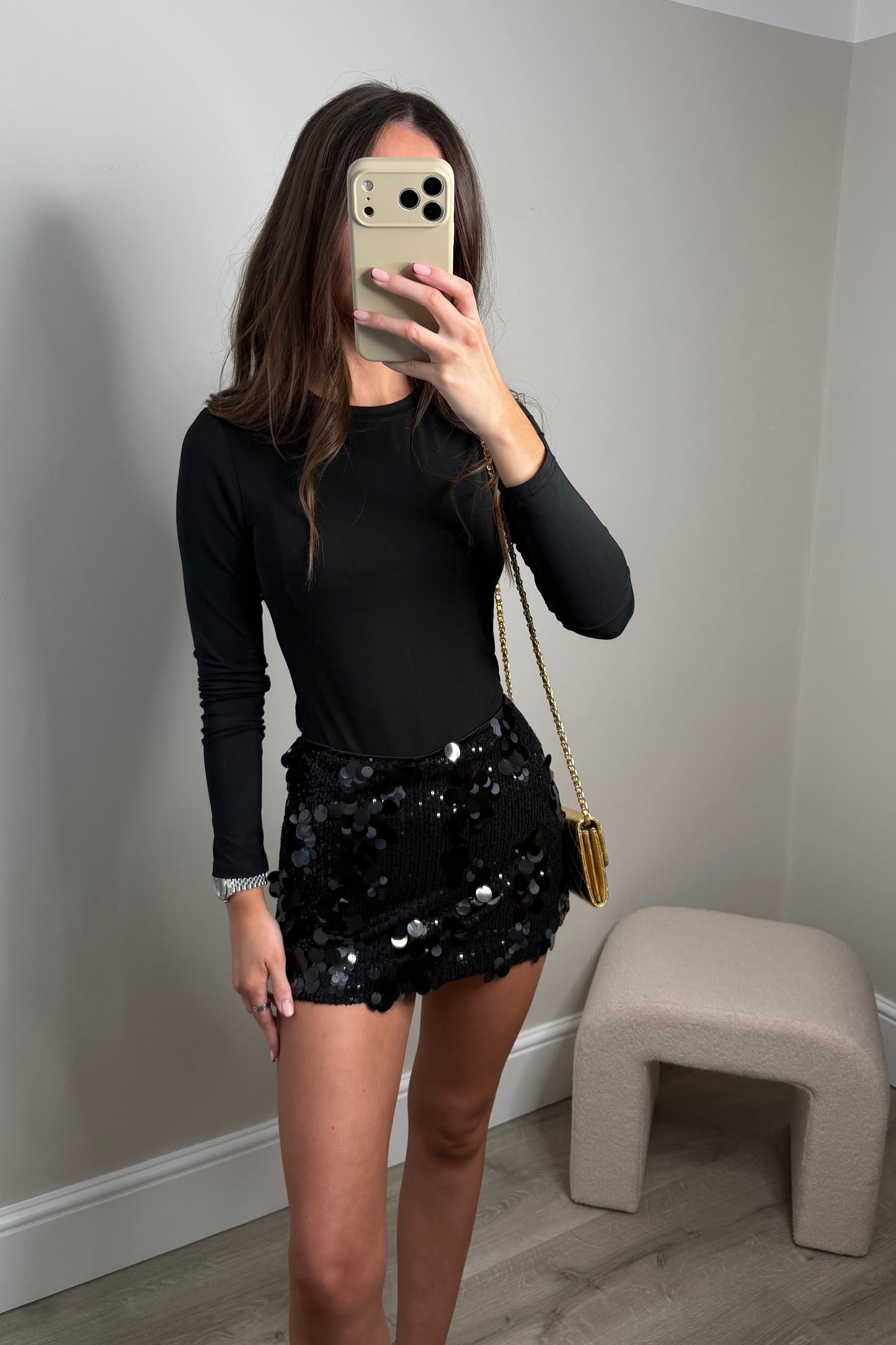 SEQUIN SKIRT - BLACK