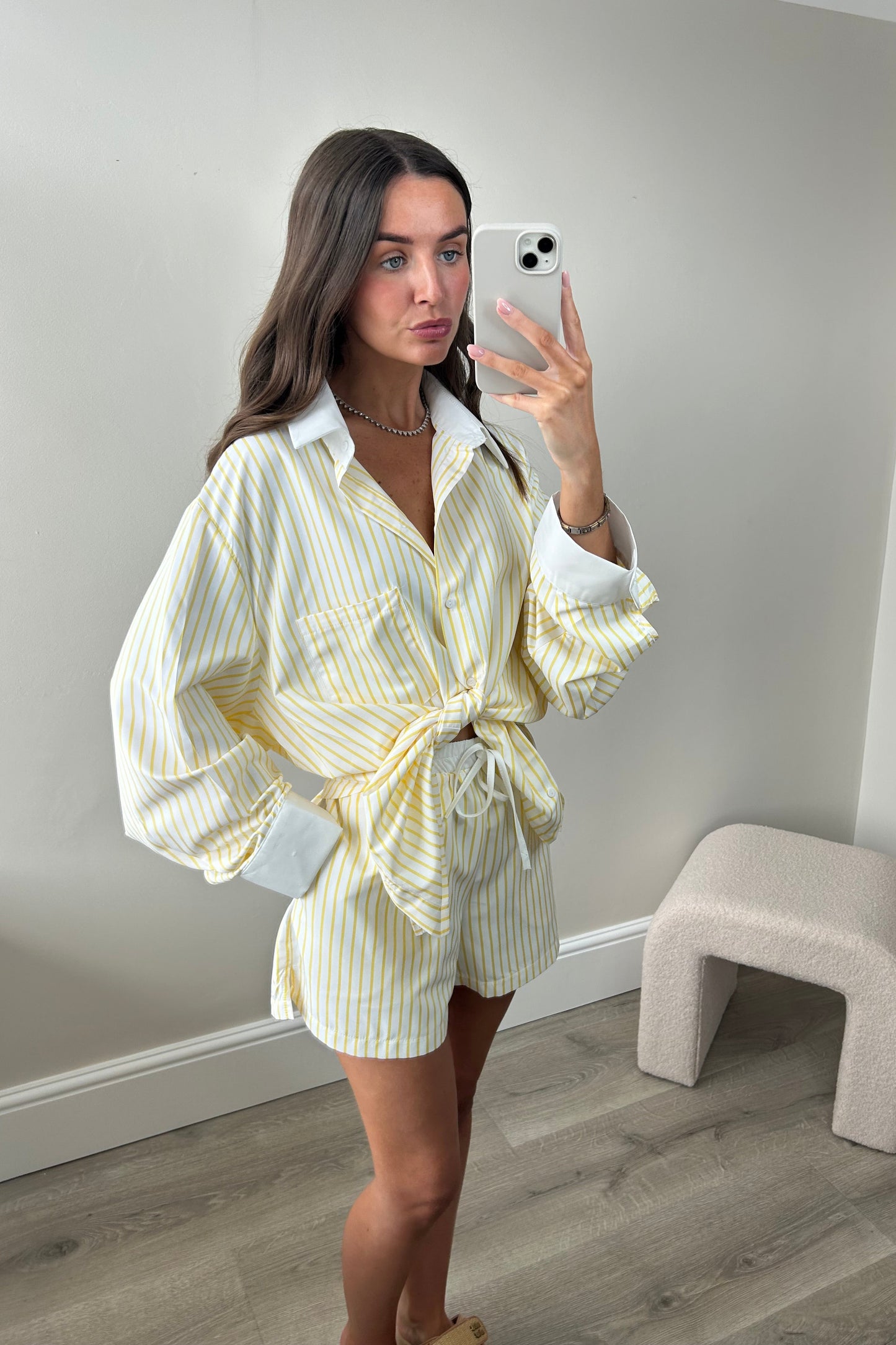 ADA STRIPED SHIRT & SHORT SET - YELLOW