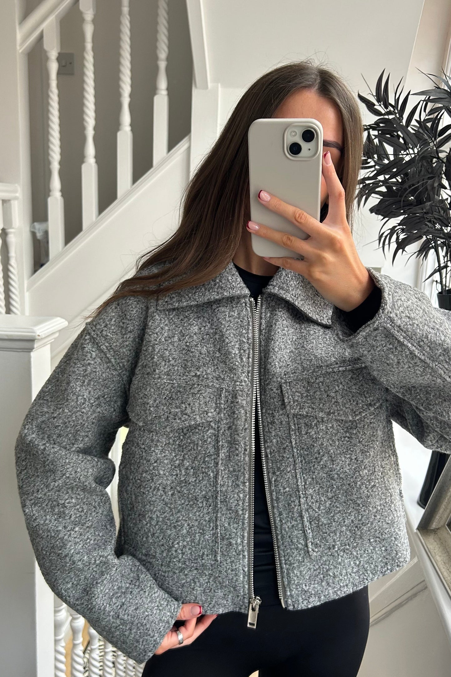 CROPPED ZIP JACKET - GREY