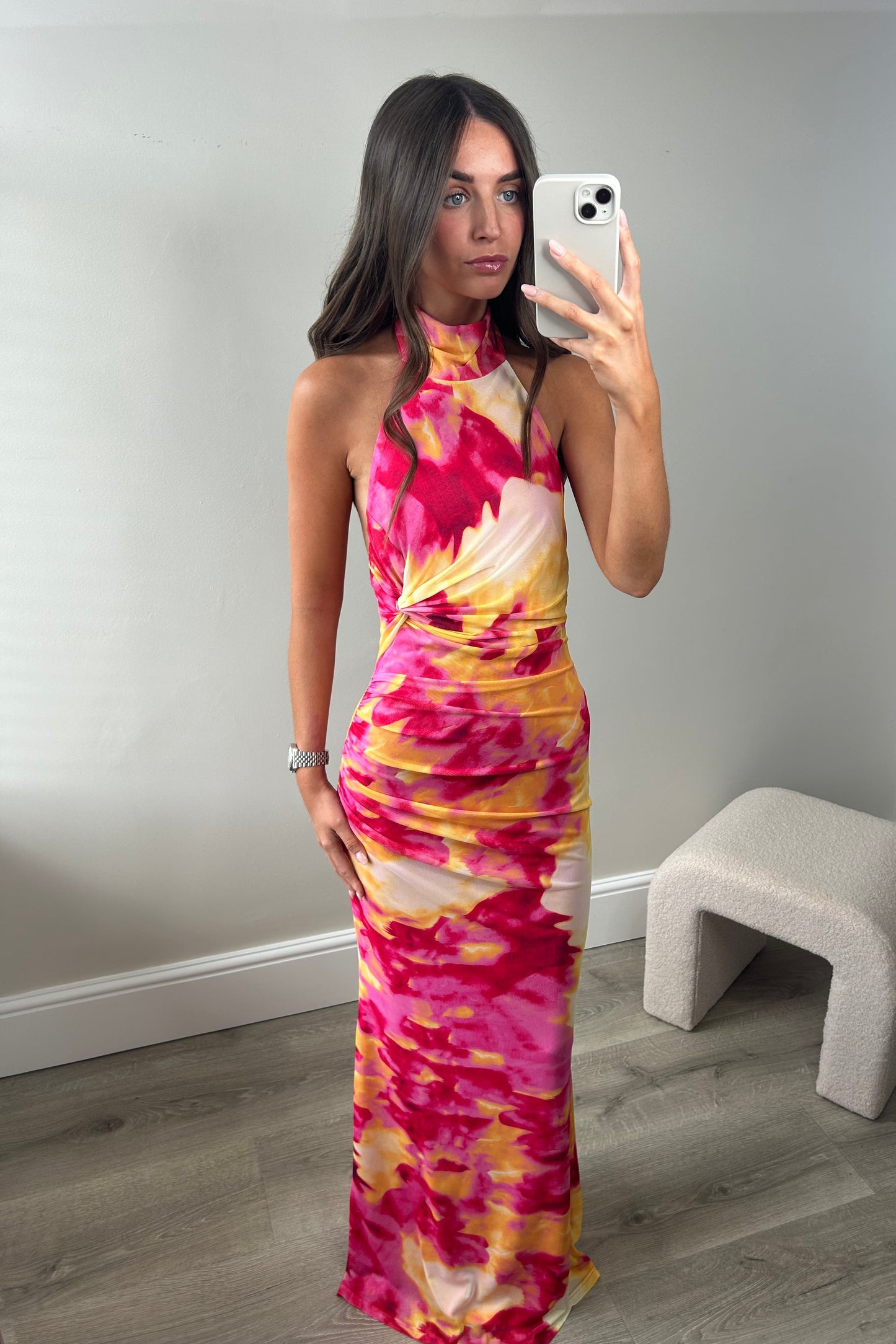 TYE DIE HALTER MAXI DRESS