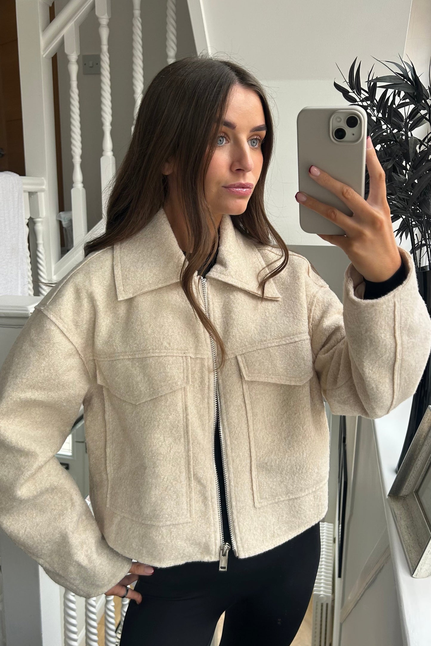 CROPPED ZIP JACKET - CREAM