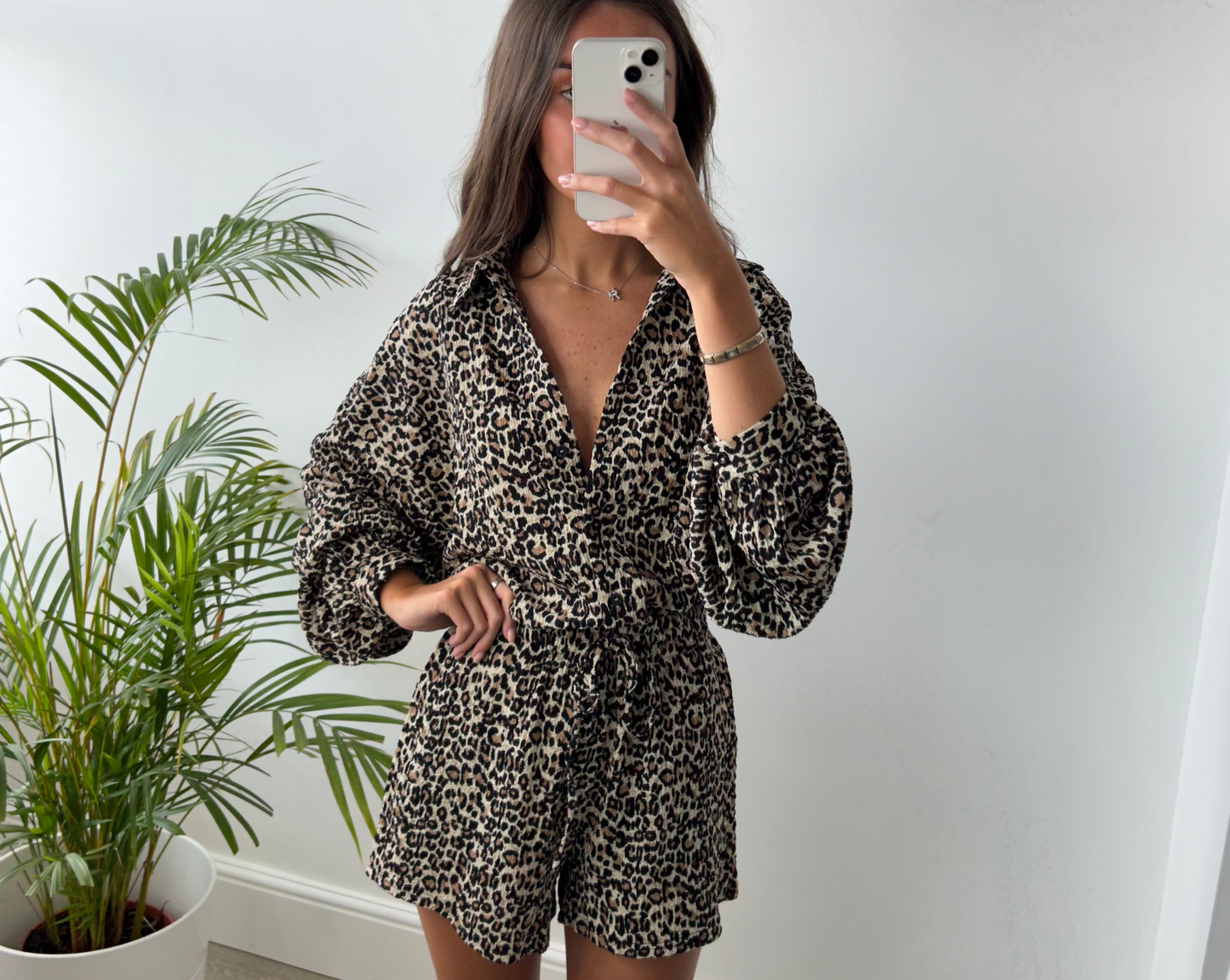 Leopard Print Shirt & Short Set