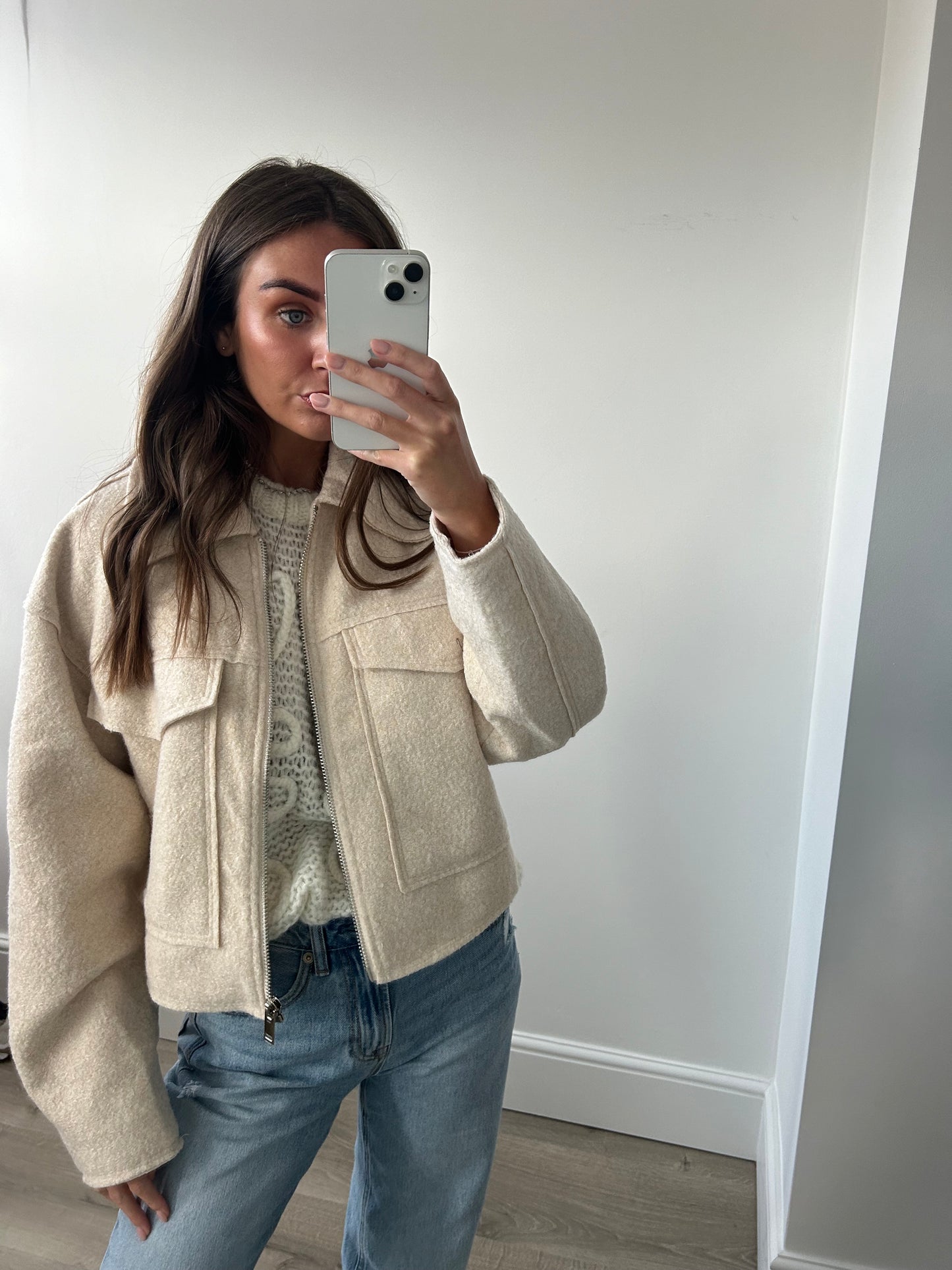 Cream cropped jacket