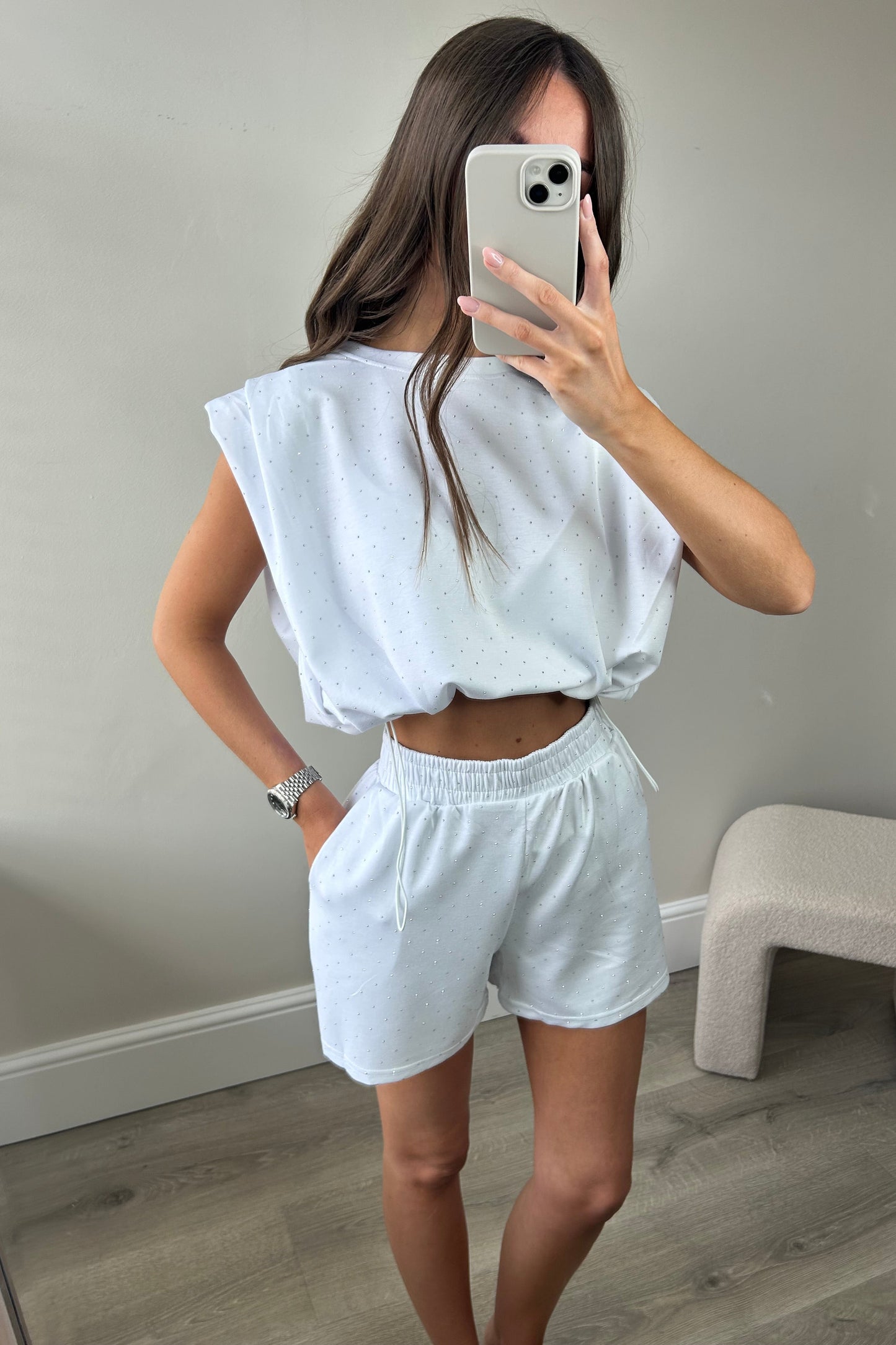 WHITE DIAMANTÉ TWO PIECE