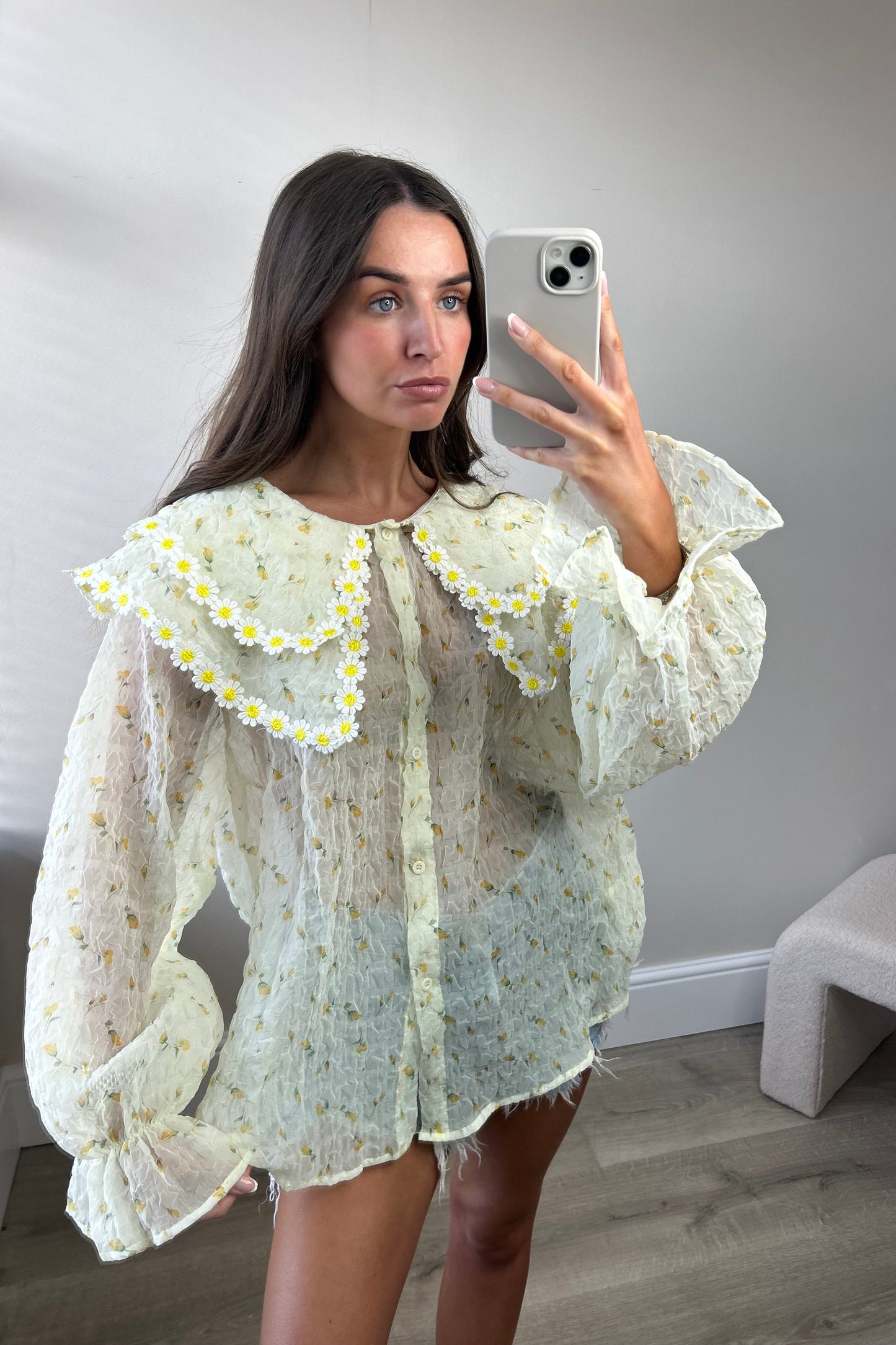 DOUBLE COLLAR BLOUSE - LEMON
