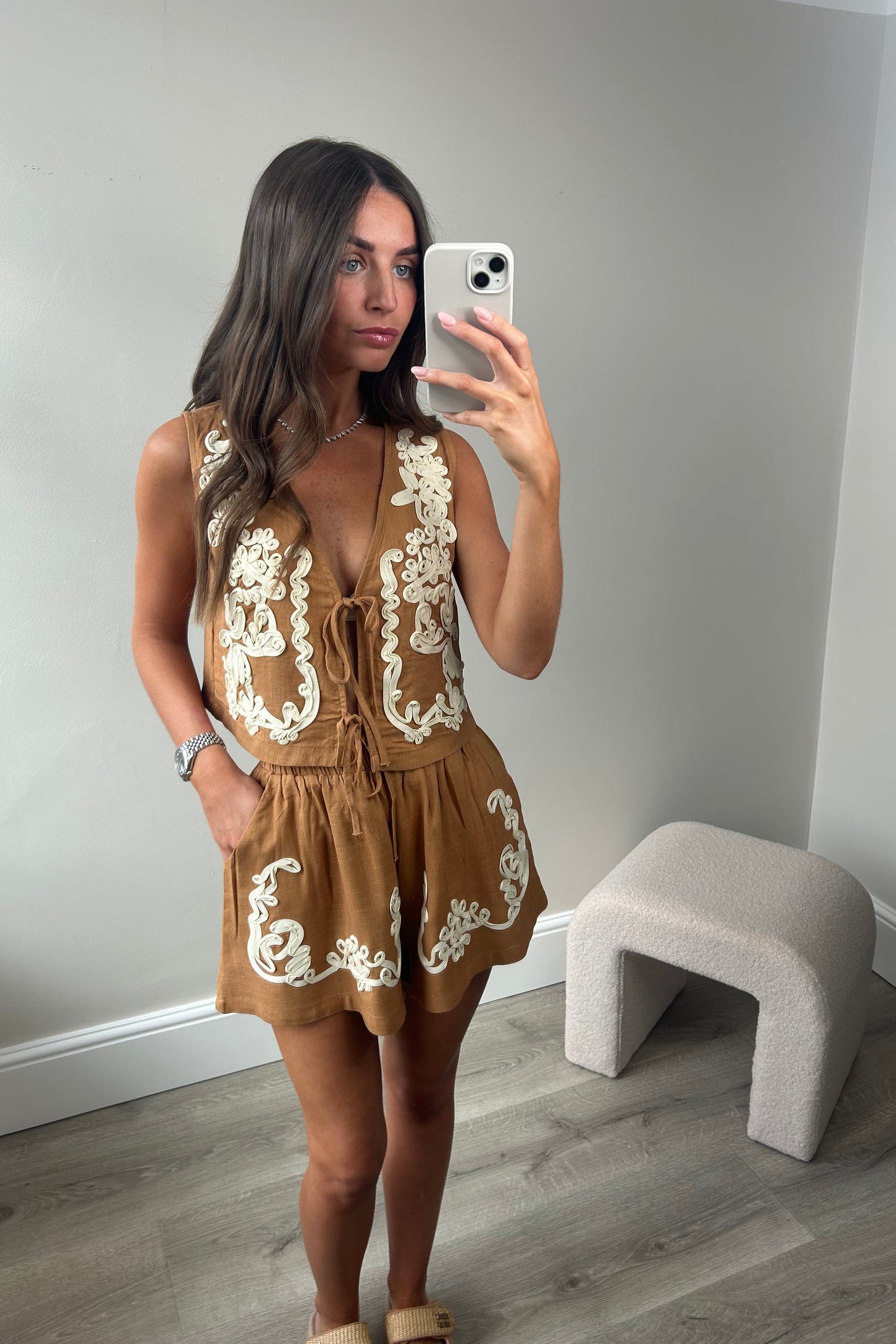 WAISTCOAT & SHORT SET - TAN