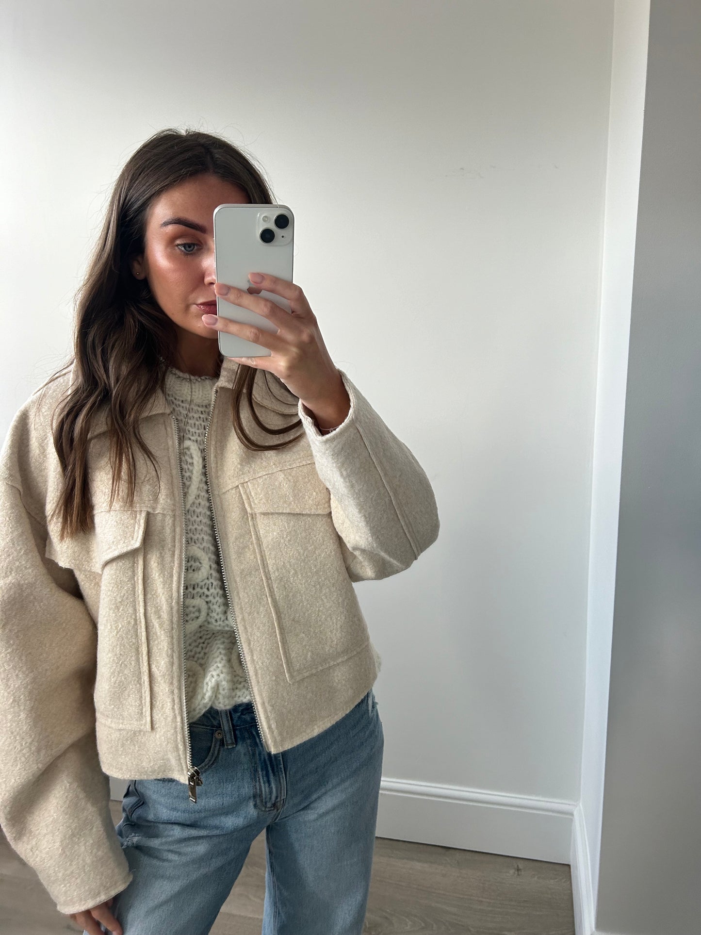 Cream cropped jacket