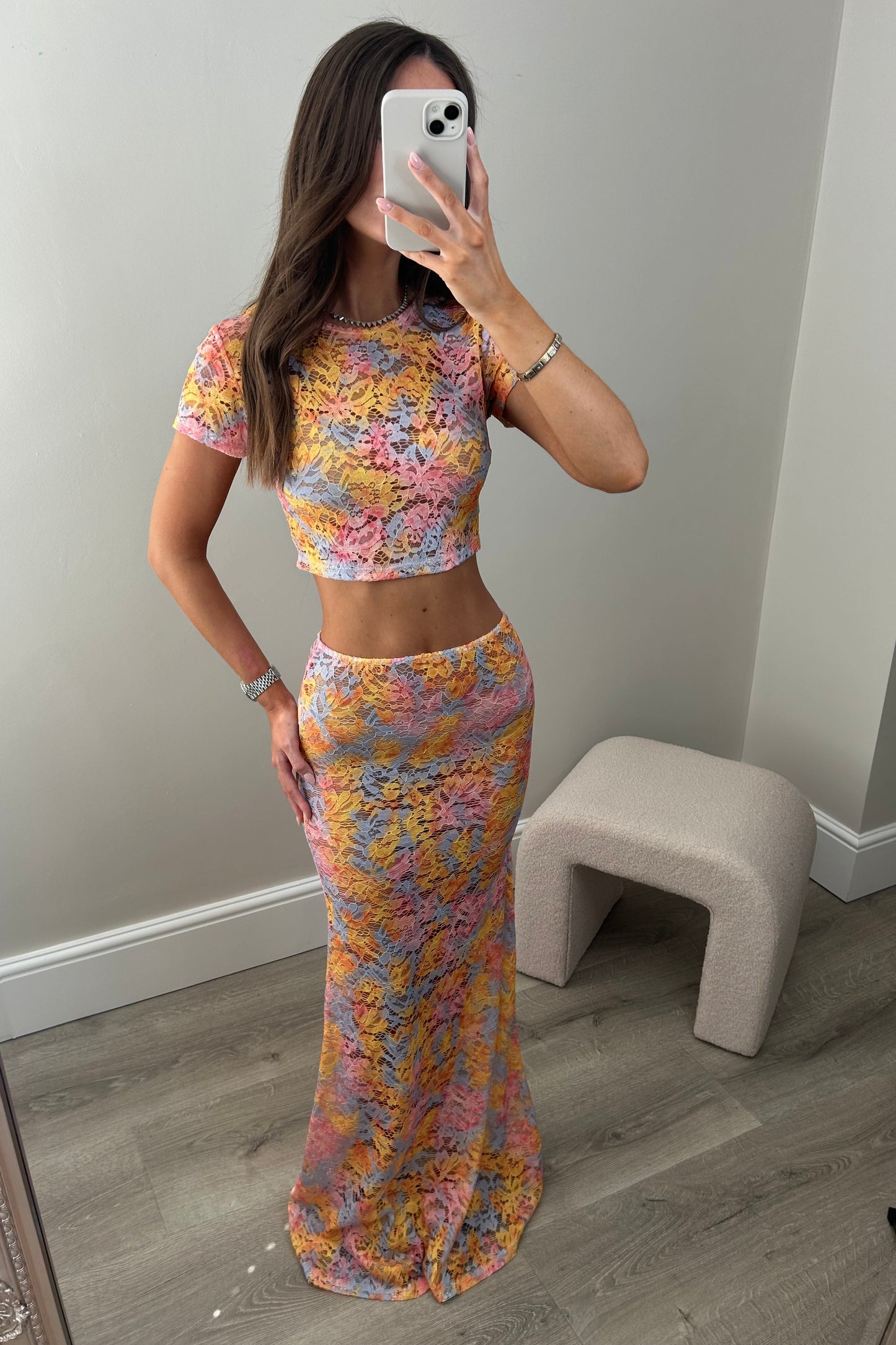 LACE MAXI TWO PIECE - YELLOW