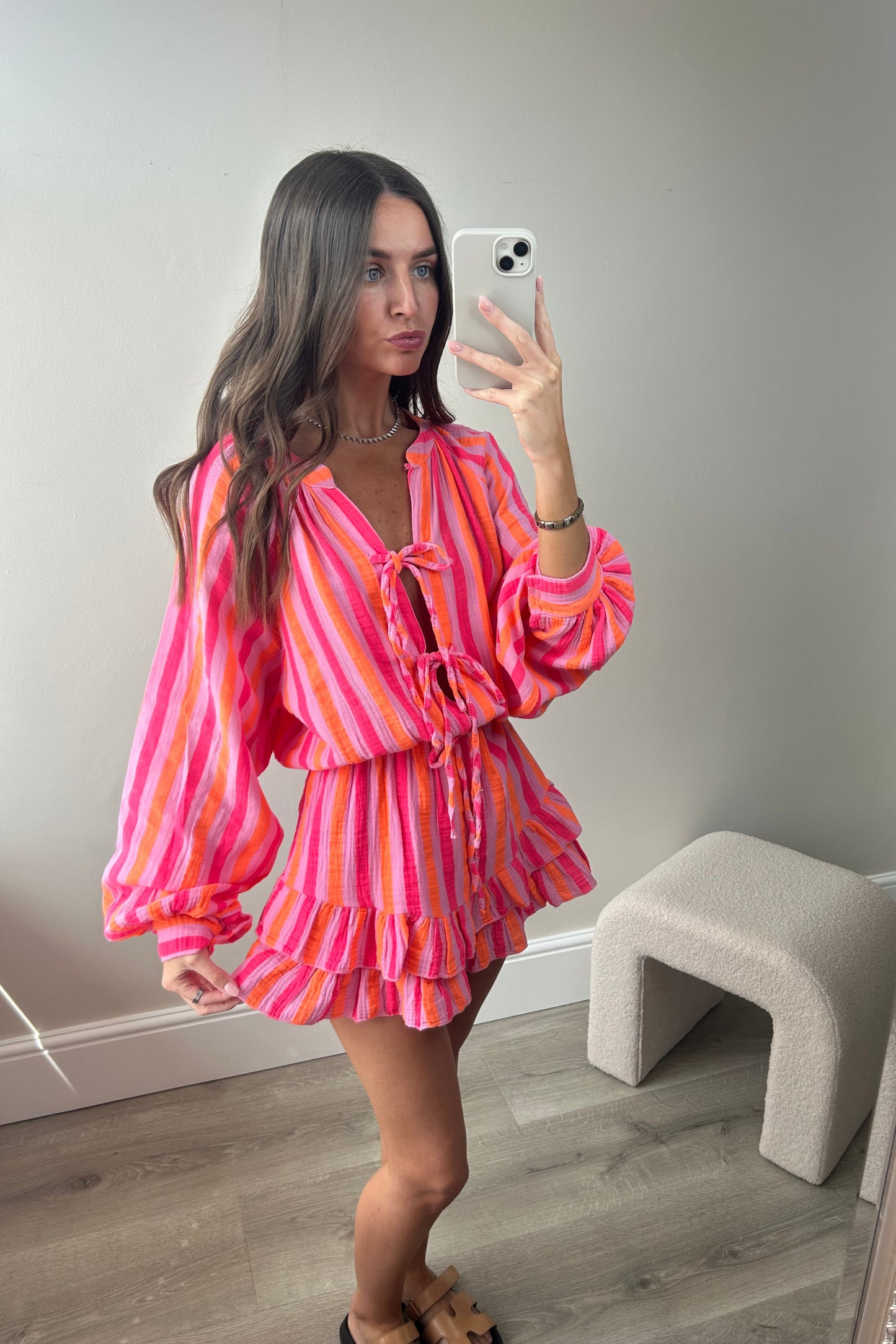STRIPED PLAYSUIT - PINK