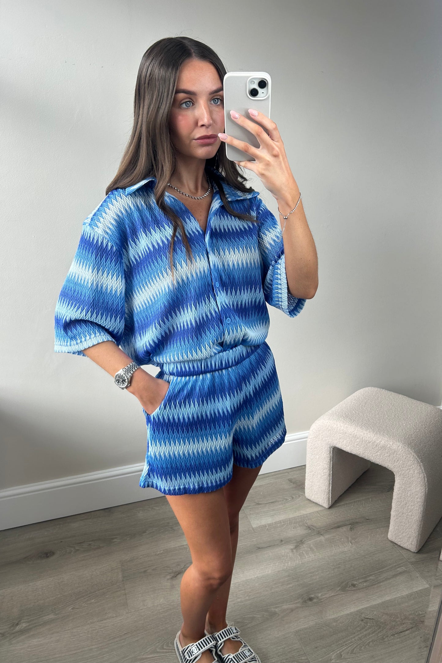 ‘MISSI’ SHIRT AND SHORT SET - BLUE