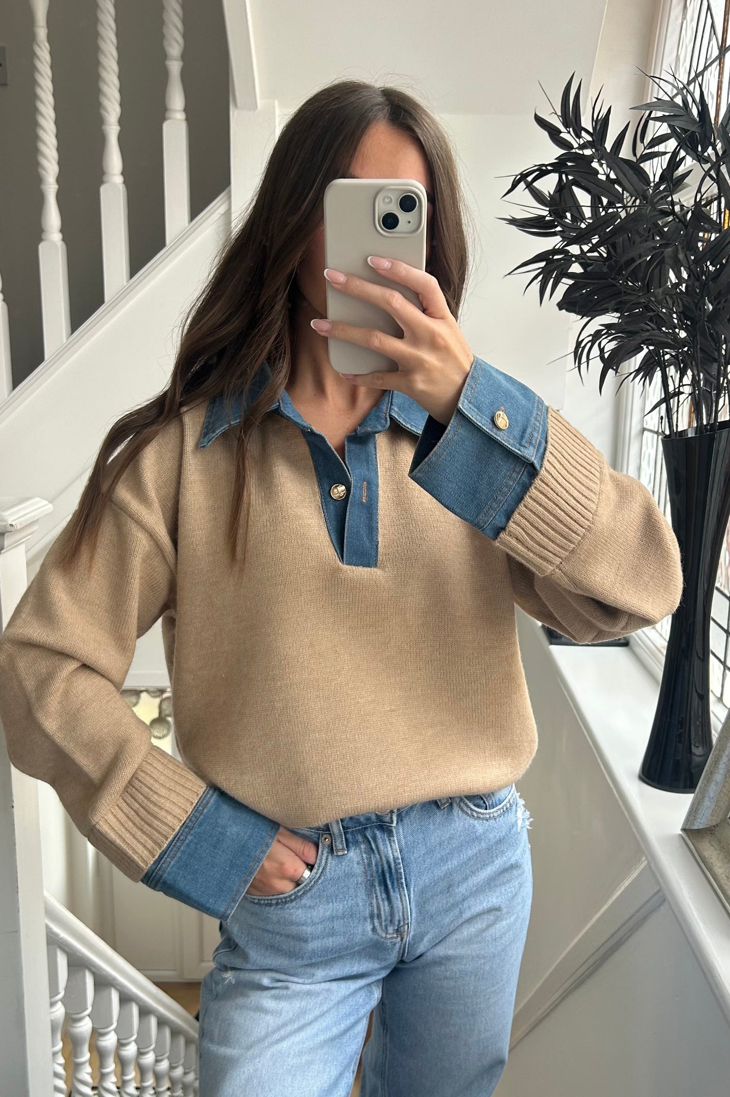 ‘ROSA’ DENIM COLLAR KNIT