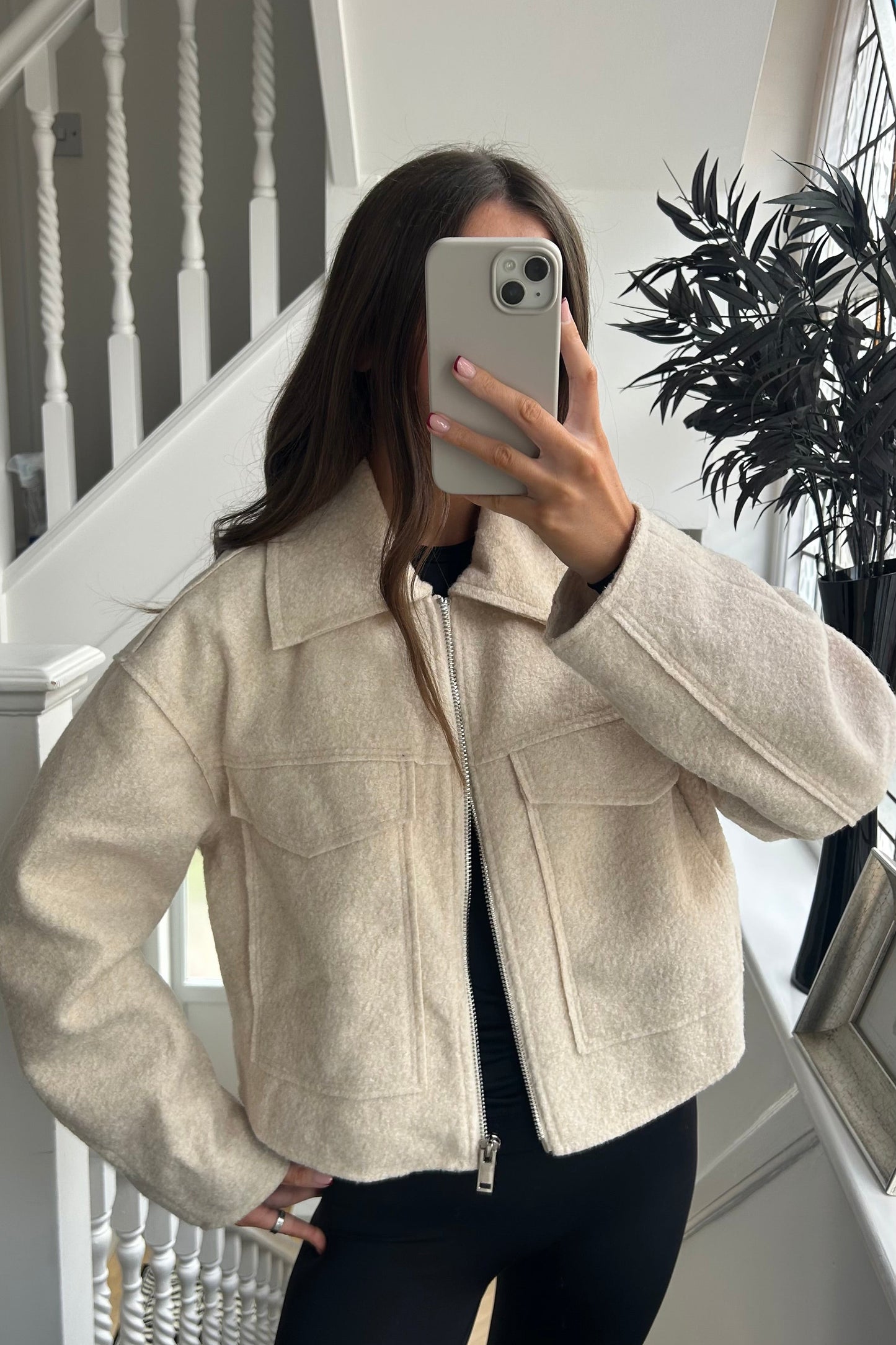 CROPPED ZIP JACKET - CREAM