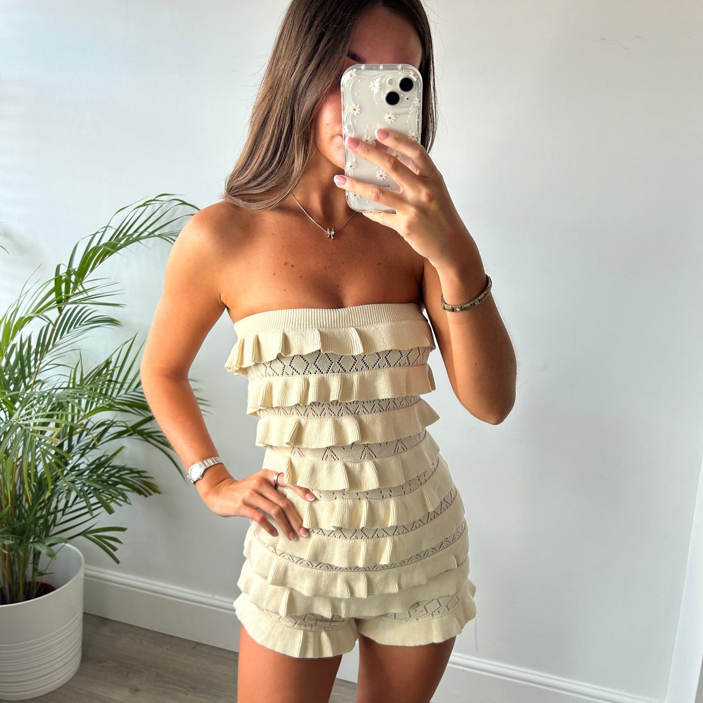Beige Frill Mini Playsuit