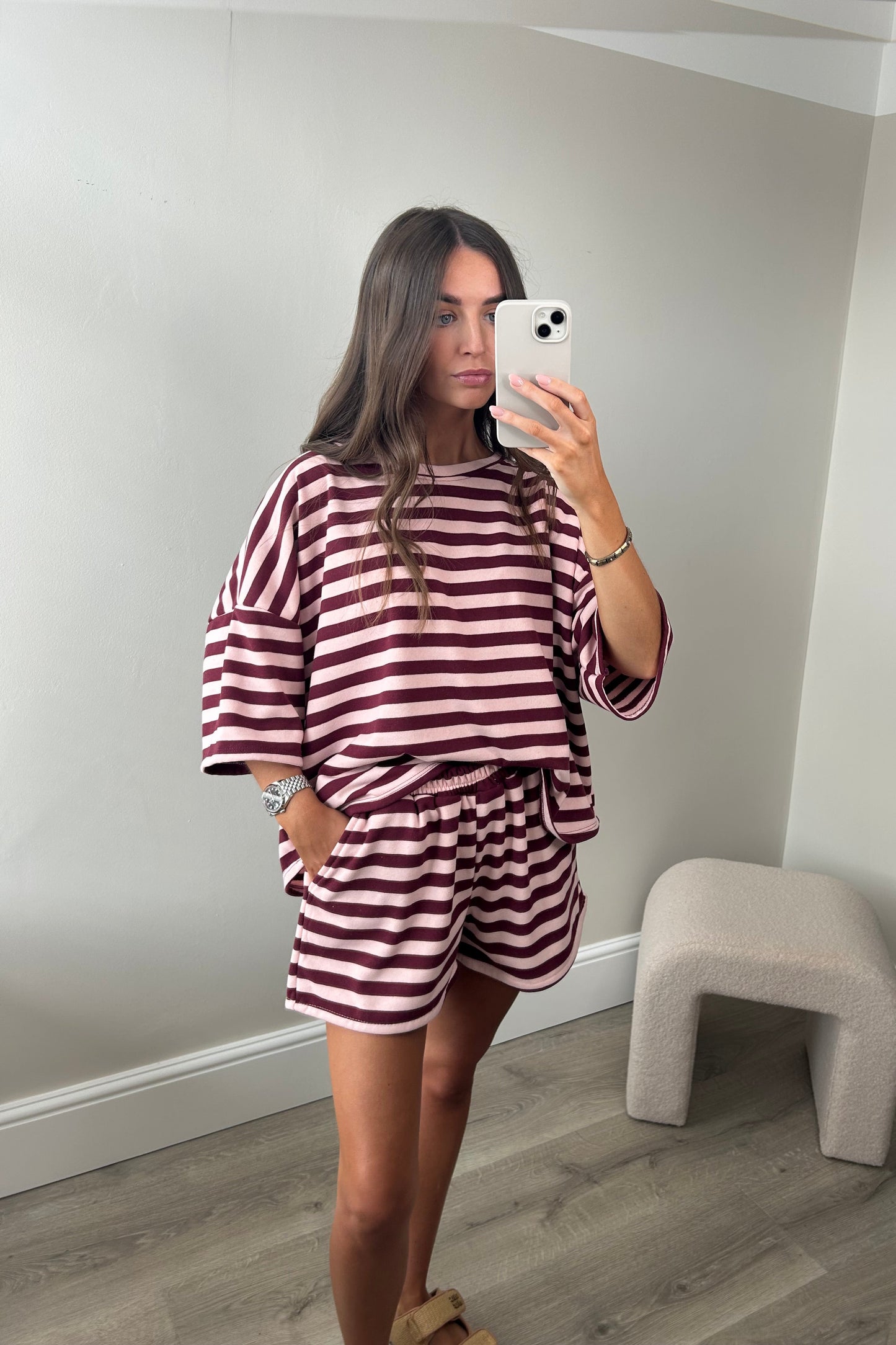 STRIPED TOP & SHORTS SET - PINK