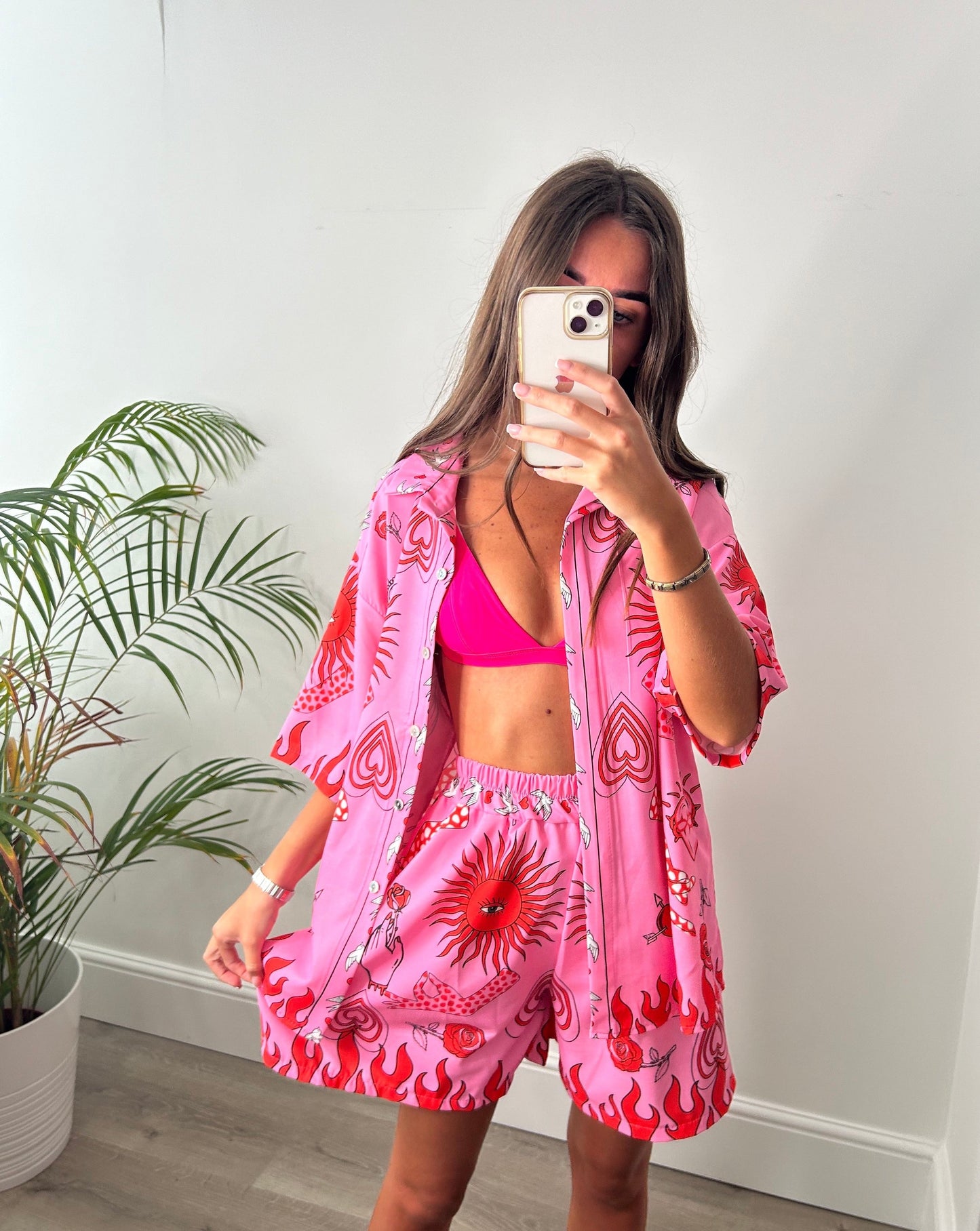 Pink Flame Shirt & Short Co ord