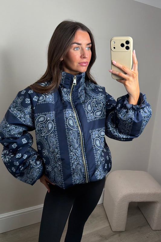 BANDANA PUFFA JACKET - NAVY