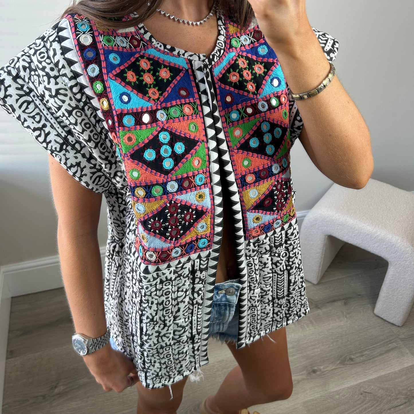 Padded Embroidered Waistcoat