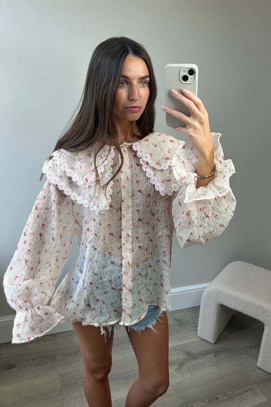 DOUBLE COLLAR BLOUSE - PINK