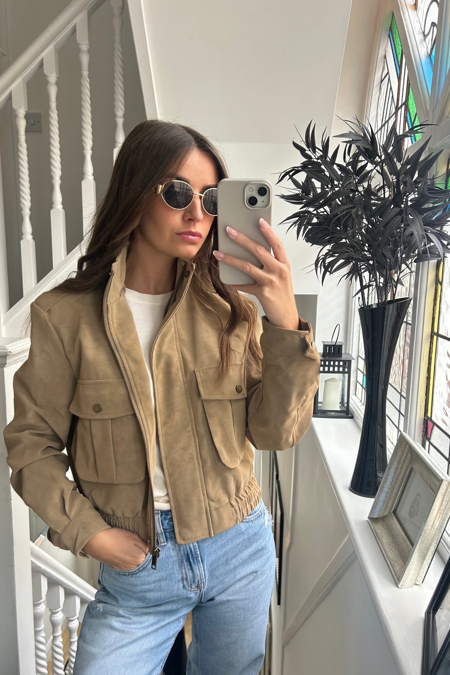 ‘TALYA’ CROPPED FAUX SUEDE JACKET