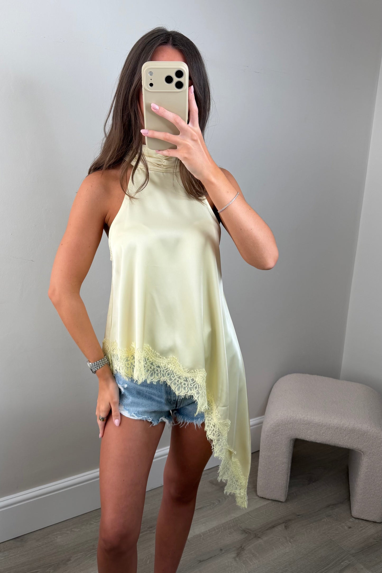 YELLOW LACE TOP