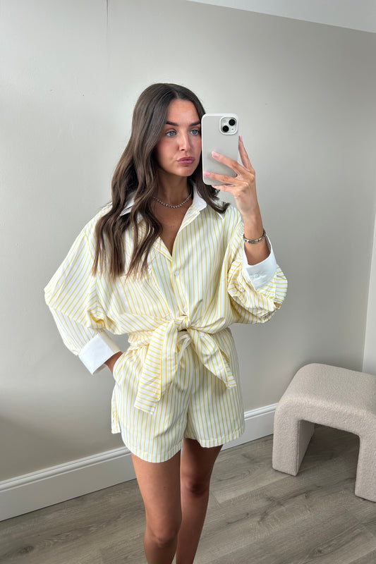 ADA STRIPED SHIRT & SHORT SET - YELLOW