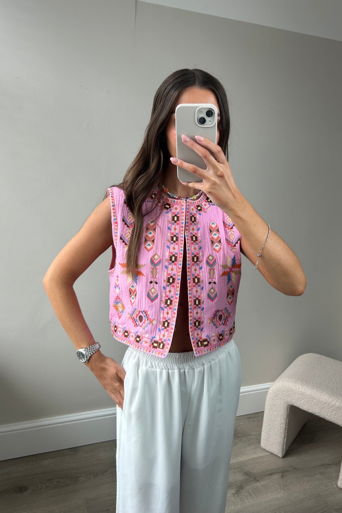 PINK PATTERNED WAISTCOAT