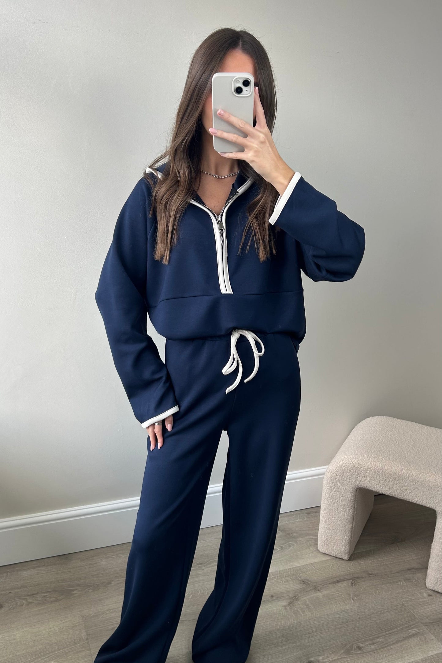 HALF ZIP TRACKSUIT - NAVY & CREAM