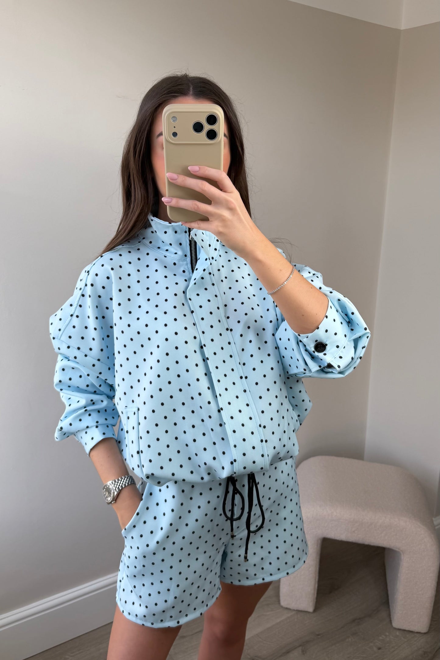 BLUE POLKA DOT TWO PIECE SET