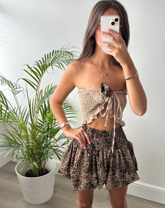Leopard Print Balloon Skirt & Top