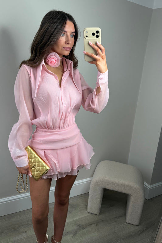 ‘LUCIA’ CHIFFON DRESS - PINK