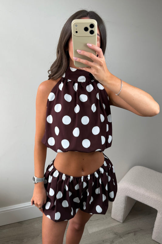 POLKA DOT TWO PIECE - BROWN