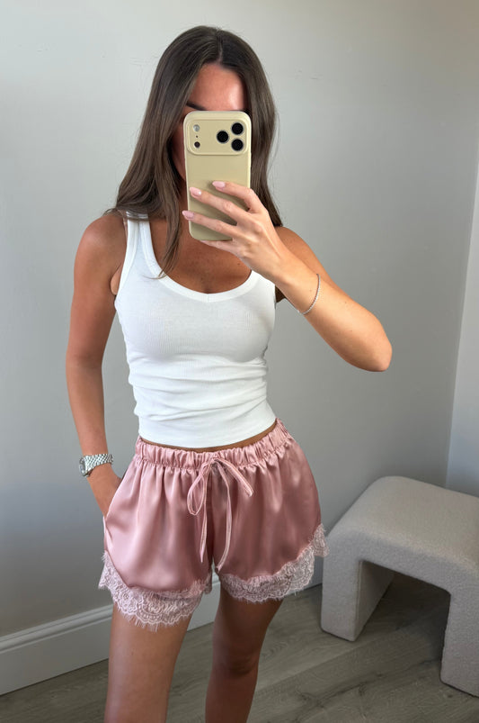 PINK LACE SHORTS