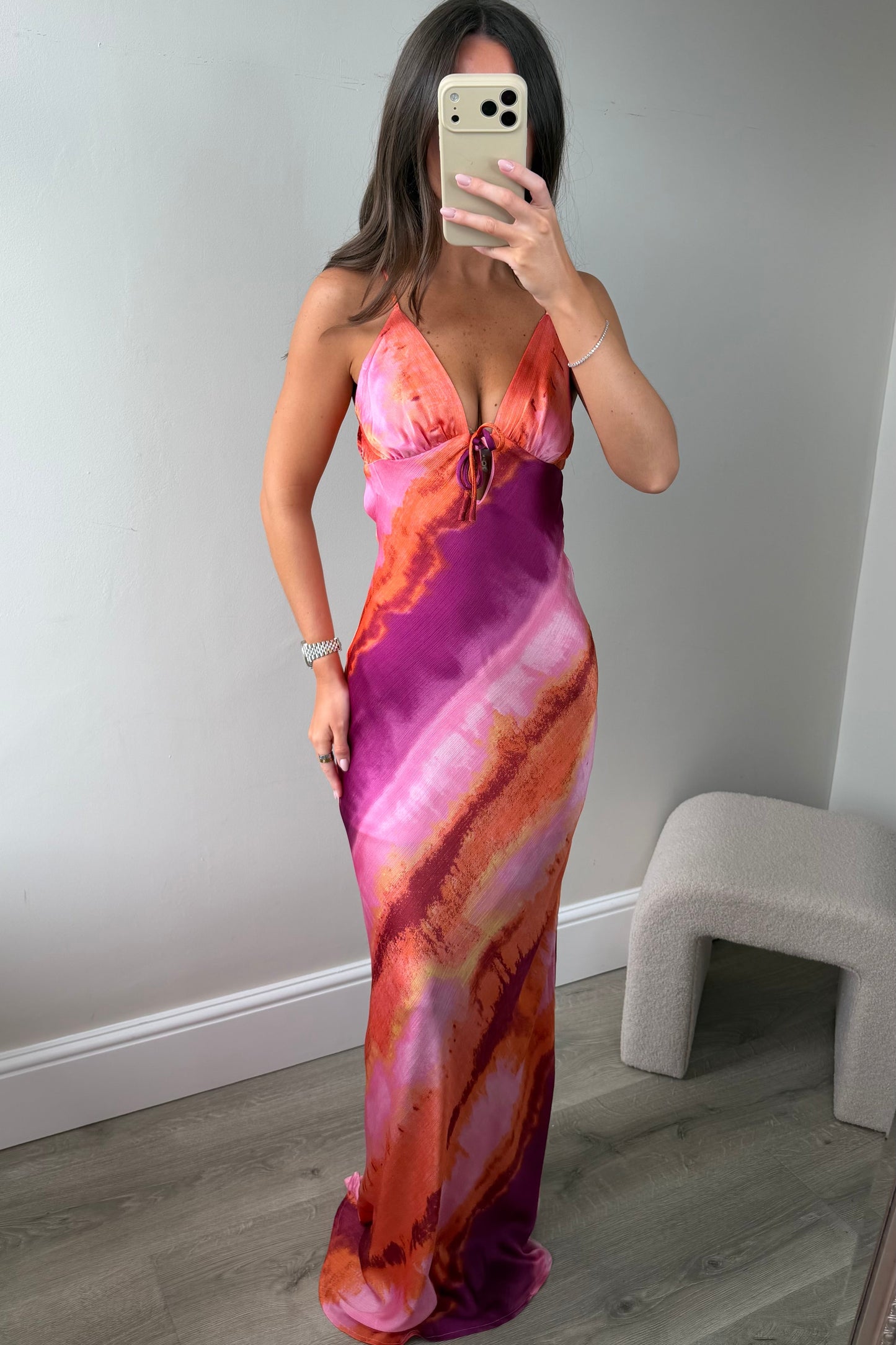 LONG TIE DRESS - PINK